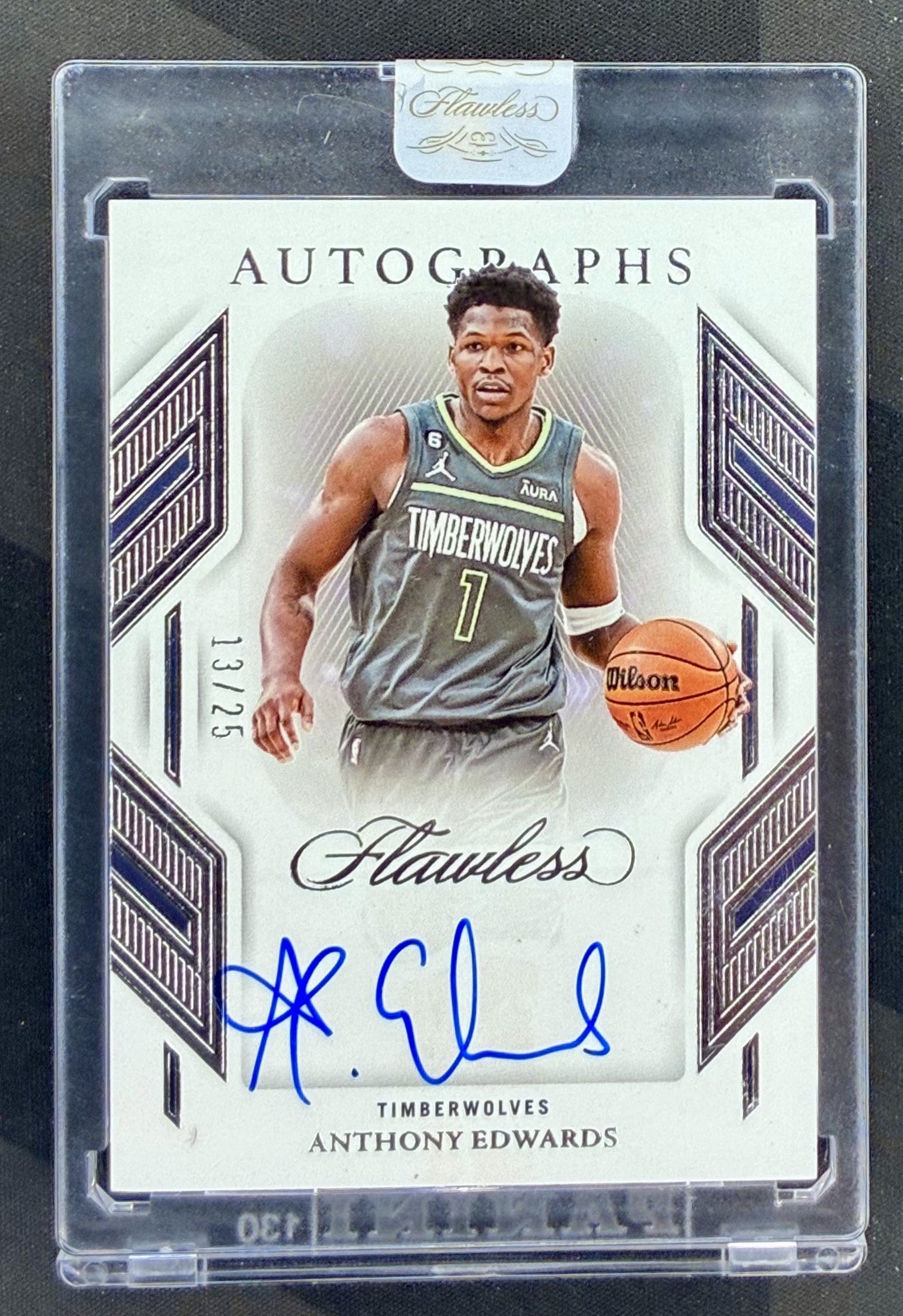 2022-23 Panini Flawless Anthony Edwards Flawless Autographs FA-ANT on-card autograph numbered /25.