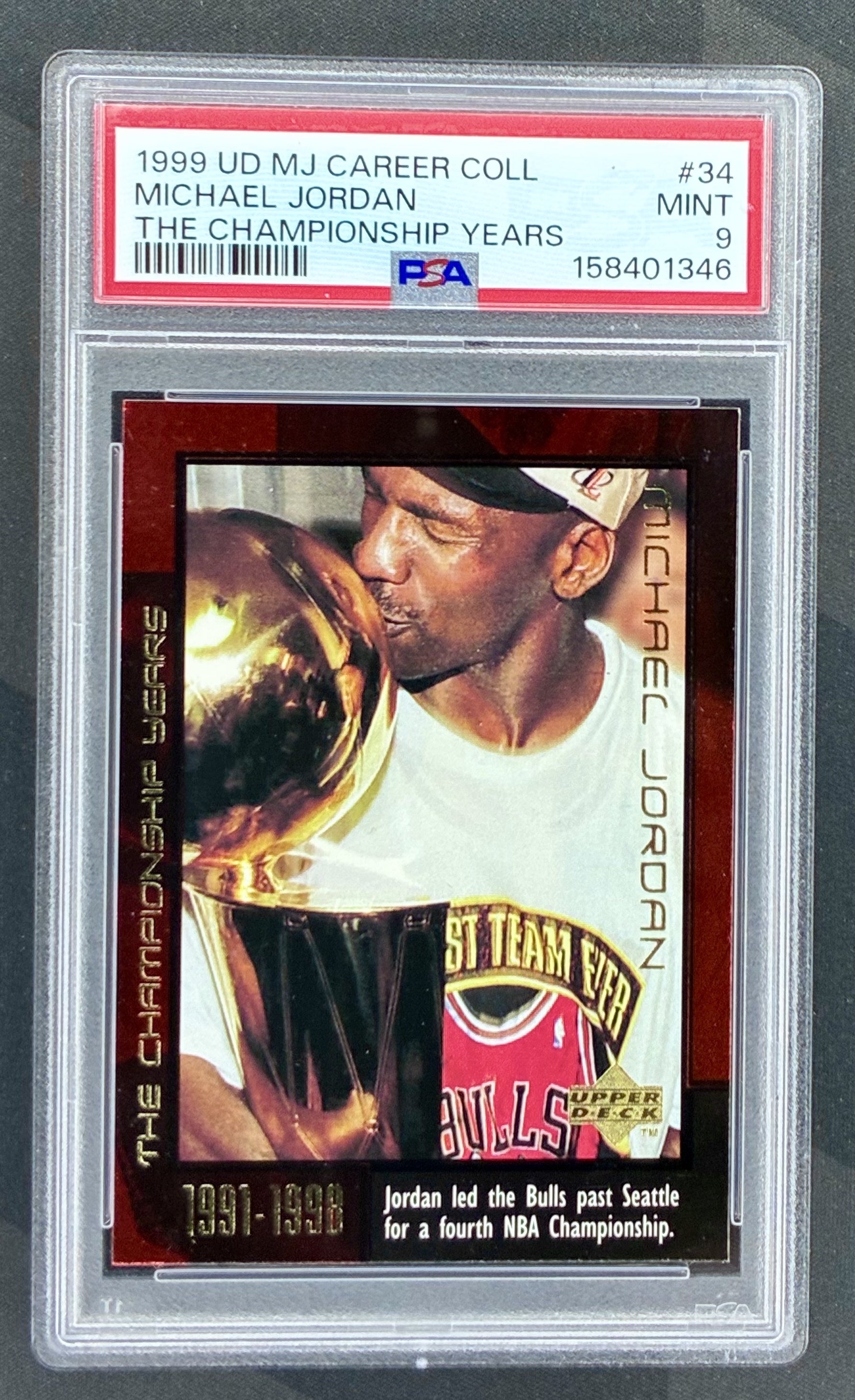 1999 Upper Deck Michael Jordan Career Collection The Championship Years #34 graded PSA 9 Mint.