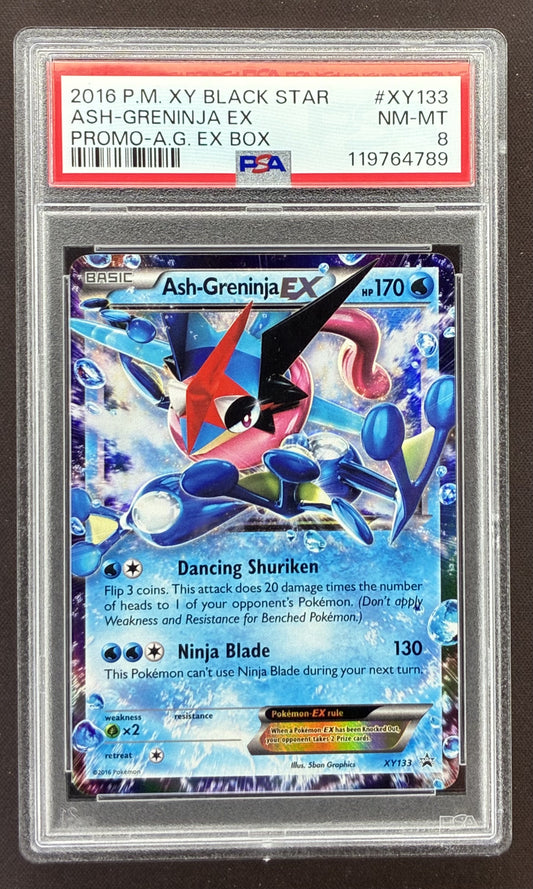 2016 Pokémon XY Black Star Promo Ash-Greninja EX Holo XY133 graded PSA 8 Near Mint-Mint.