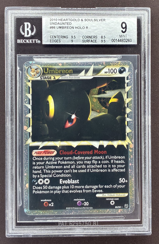 2010 Pokémon HS Undaunted Umbreon Prime Holo 86/90 graded BGS 9 Mint.