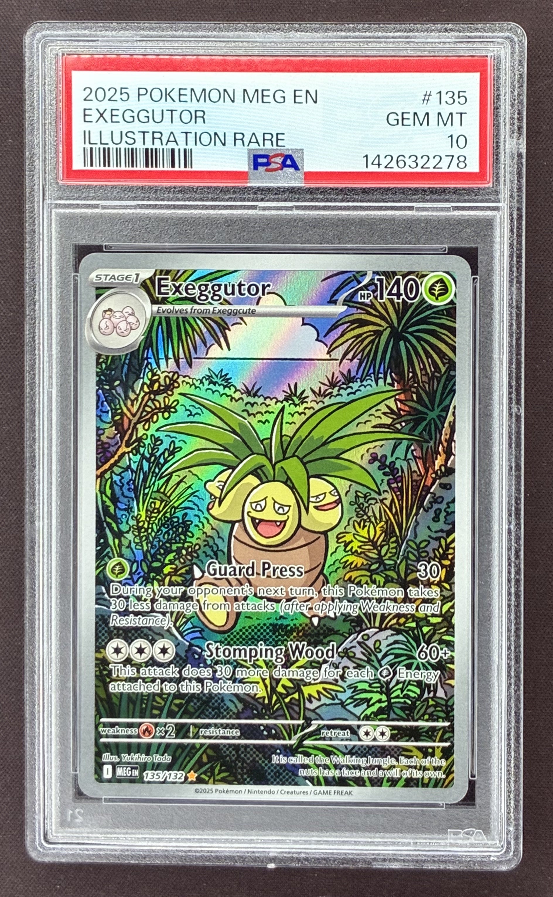 2025 Pokémon Mega Evolution Exeggutor Illustration Rare 135/132 English card graded PSA 10 Gem Mint.
