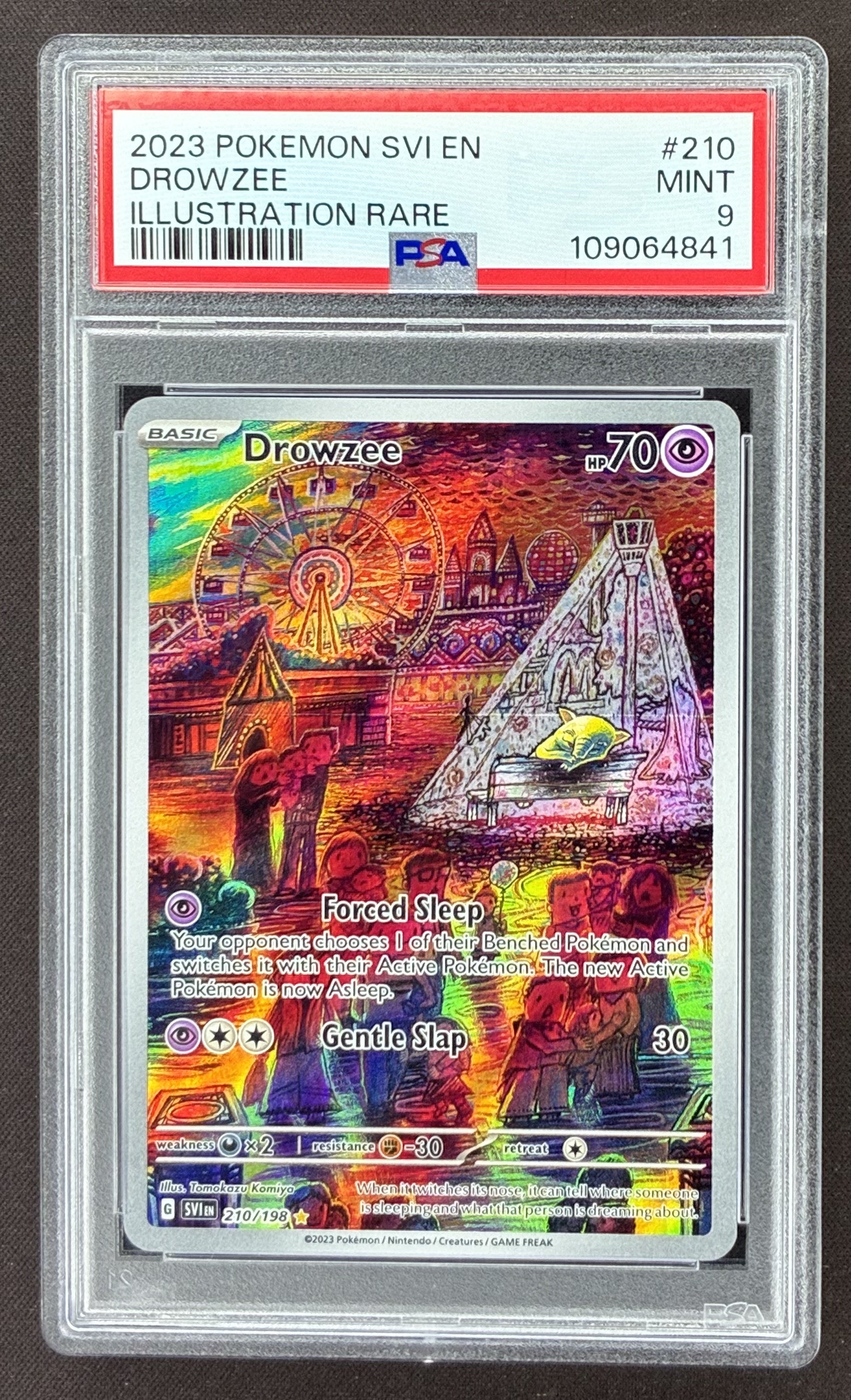 2023 Pokémon Scarlet & Violet Drowzee 210/198 Illustration Rare PSA 9 Mint graded card.