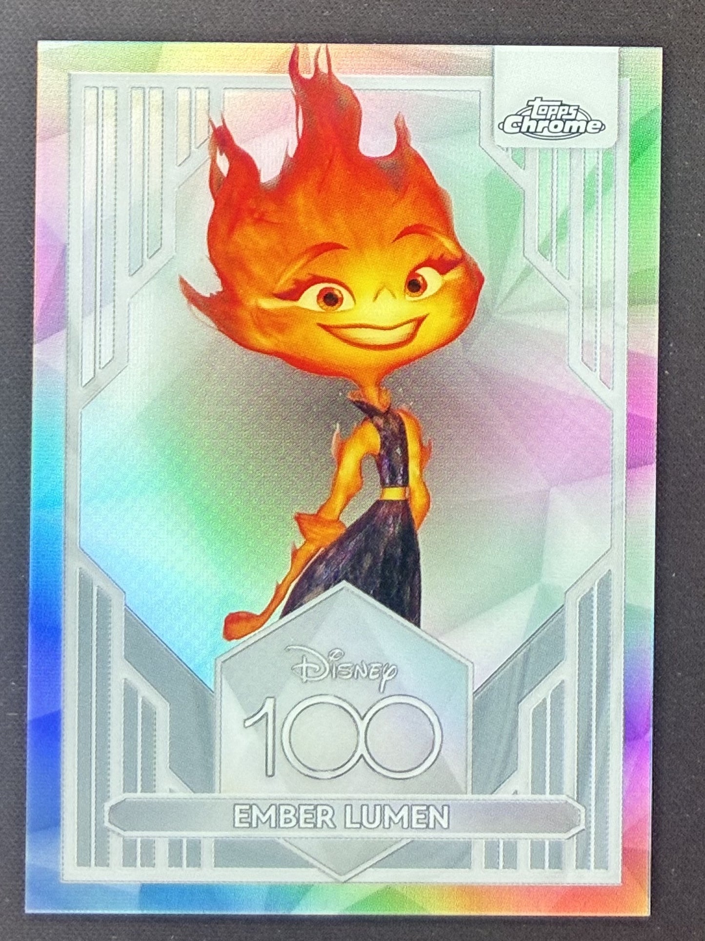2023 Topps Chrome Disney 100 Ember Lumen #97 Refractor Near Mint.