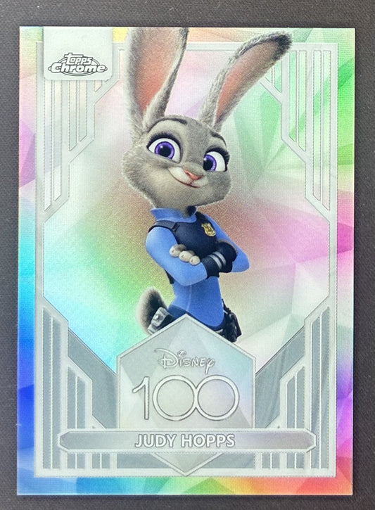 2023 Topps Chrome Disney 100 Judy Hopps #17 Refractor trading card.