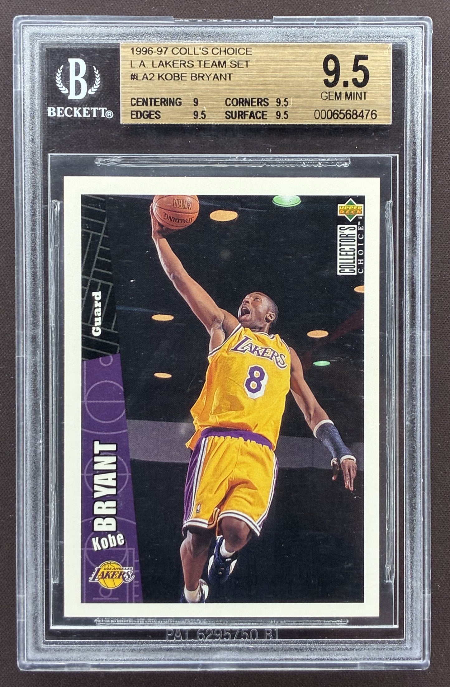 1996-97 Upper Deck Collector's Choice Los Angeles Lakers Kobe Bryant rookie card #LA2 graded BGS 9.5.