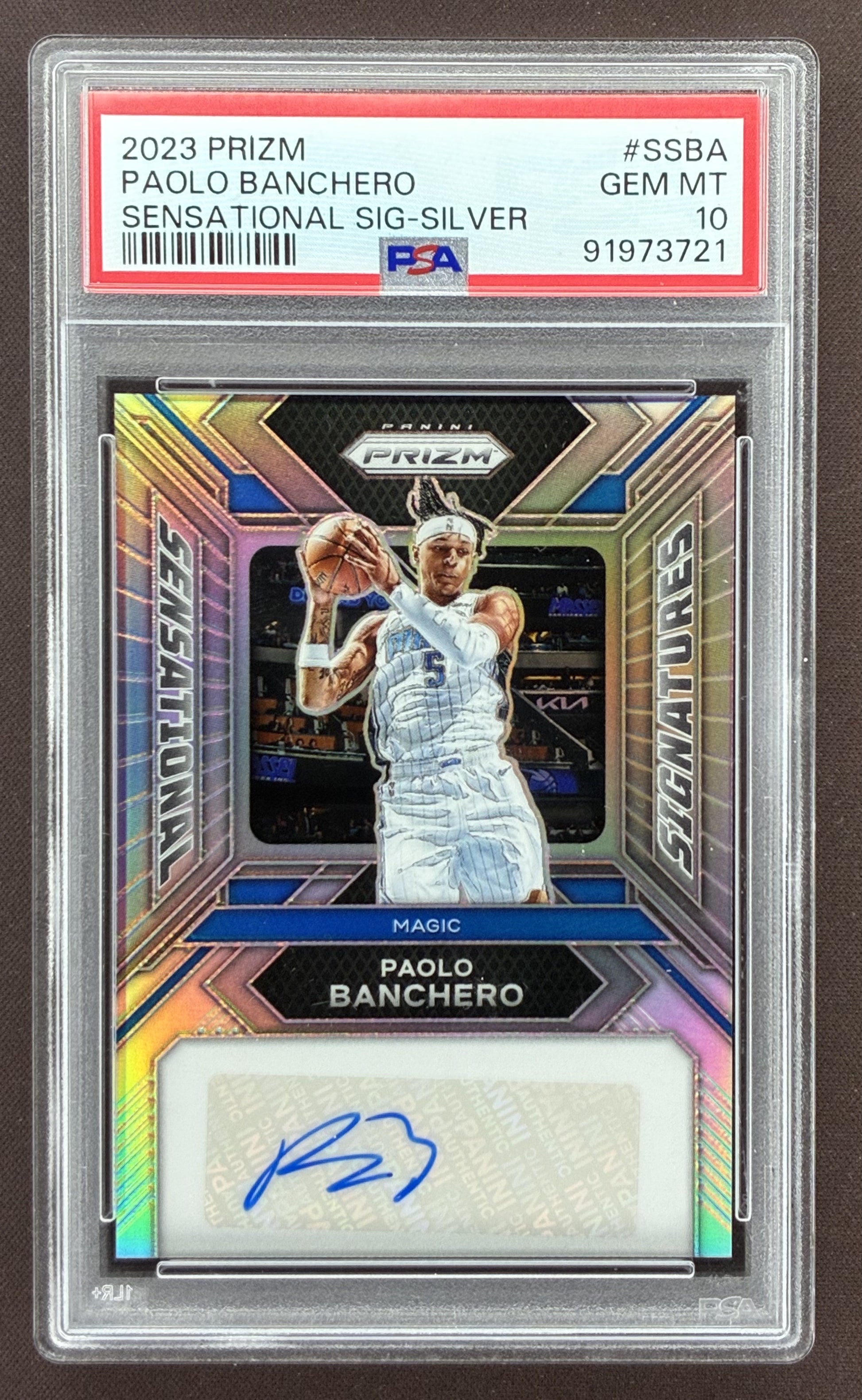 2022-23 Panini Prizm Paolo Banchero Sensational Signatures Silver Prizm rookie autograph #SS-PB graded PSA 10 Gem Mint.
