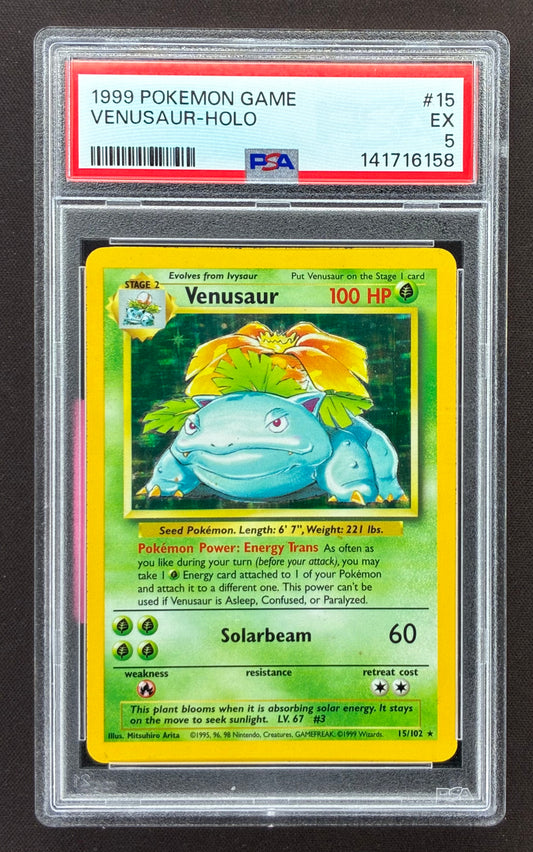 1999 Pokémon Base Set Venusaur 15/102 Holo Rare PSA 5