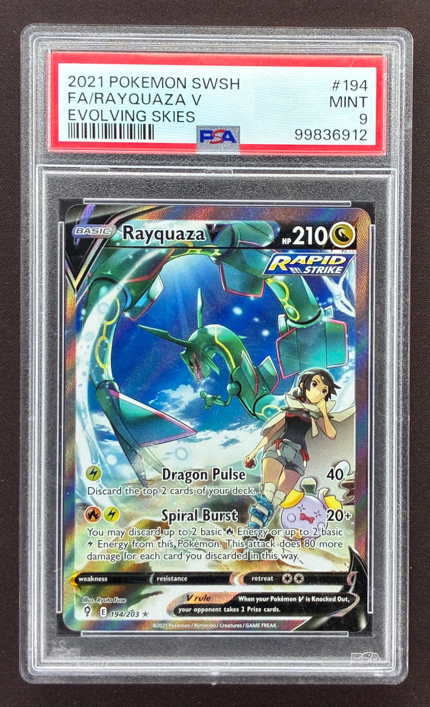 2021 Pokémon Evolving Skies Rayquaza V Alternate Art #194/203 – PSA 9 Mint