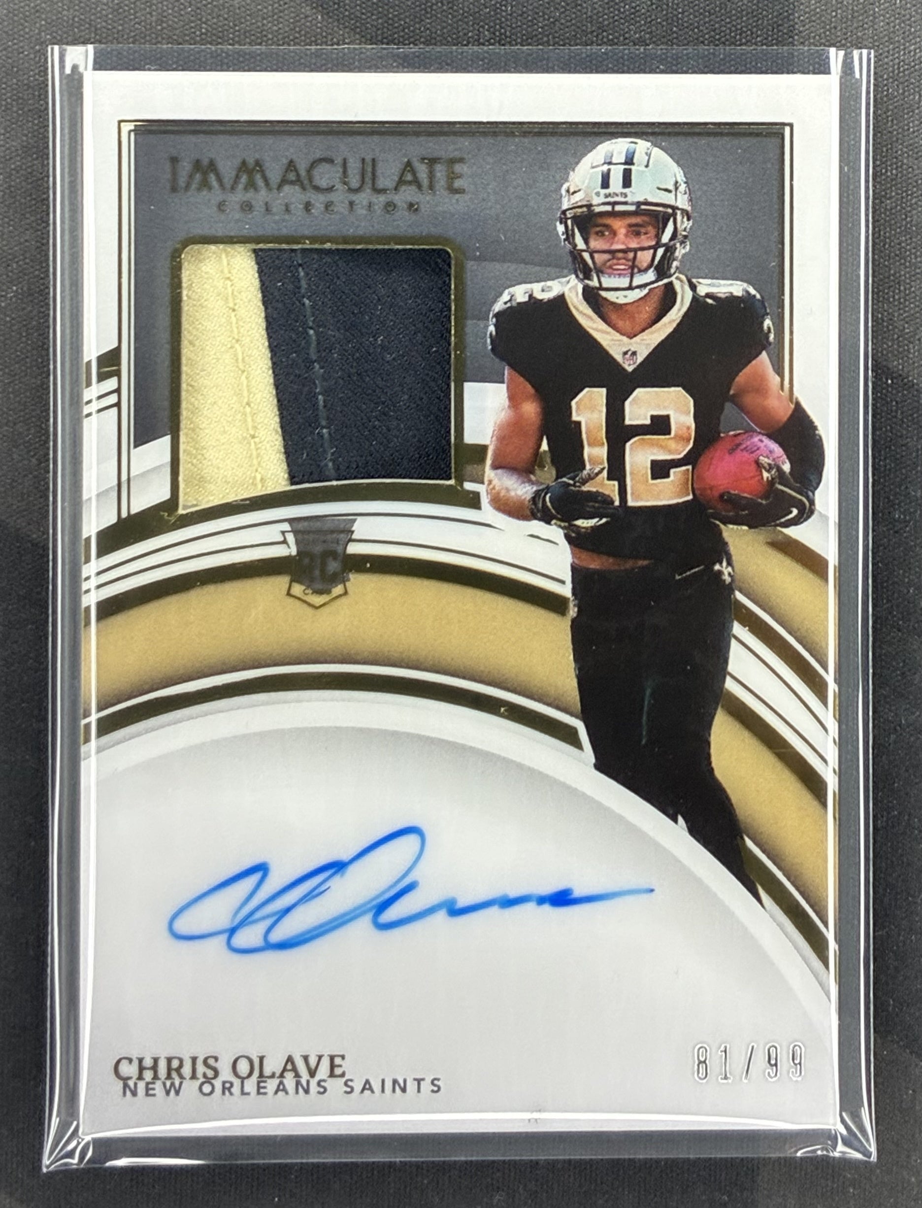 2022 Panini Immaculate Collection Chris Olave Rookie Patch Autograph #106 serial numbered to 99.