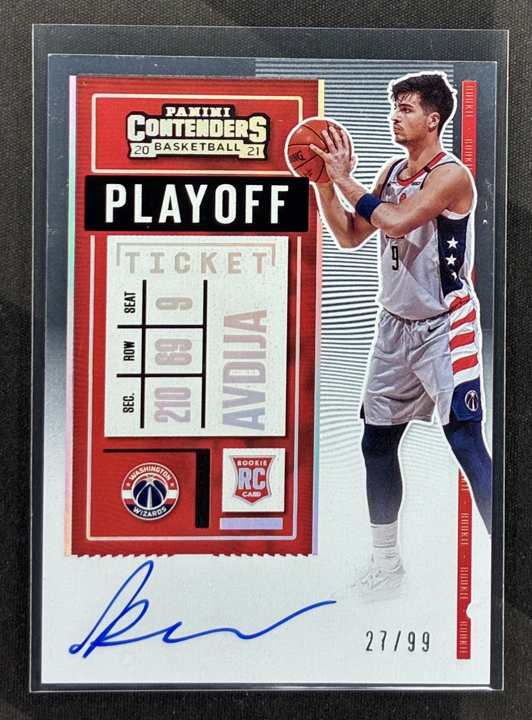 2020-21 Panini Contenders Deni Avdija Rookie Ticket Variation Playoff Ticket on-card autograph #137 numbered to 99.