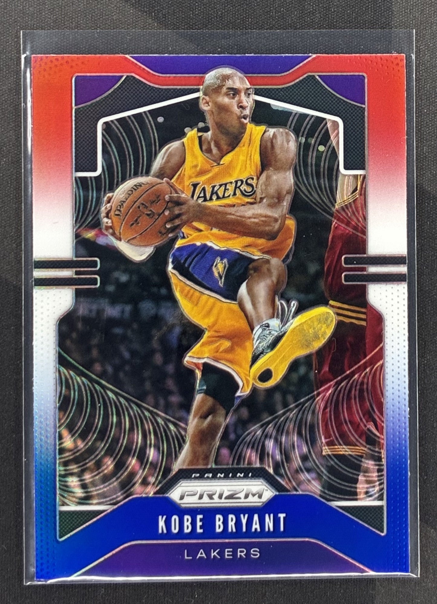 2019-20 Panini Prizm Kobe Bryant #8 Red White Blue Prizm Los Angeles Lakers basketball card.