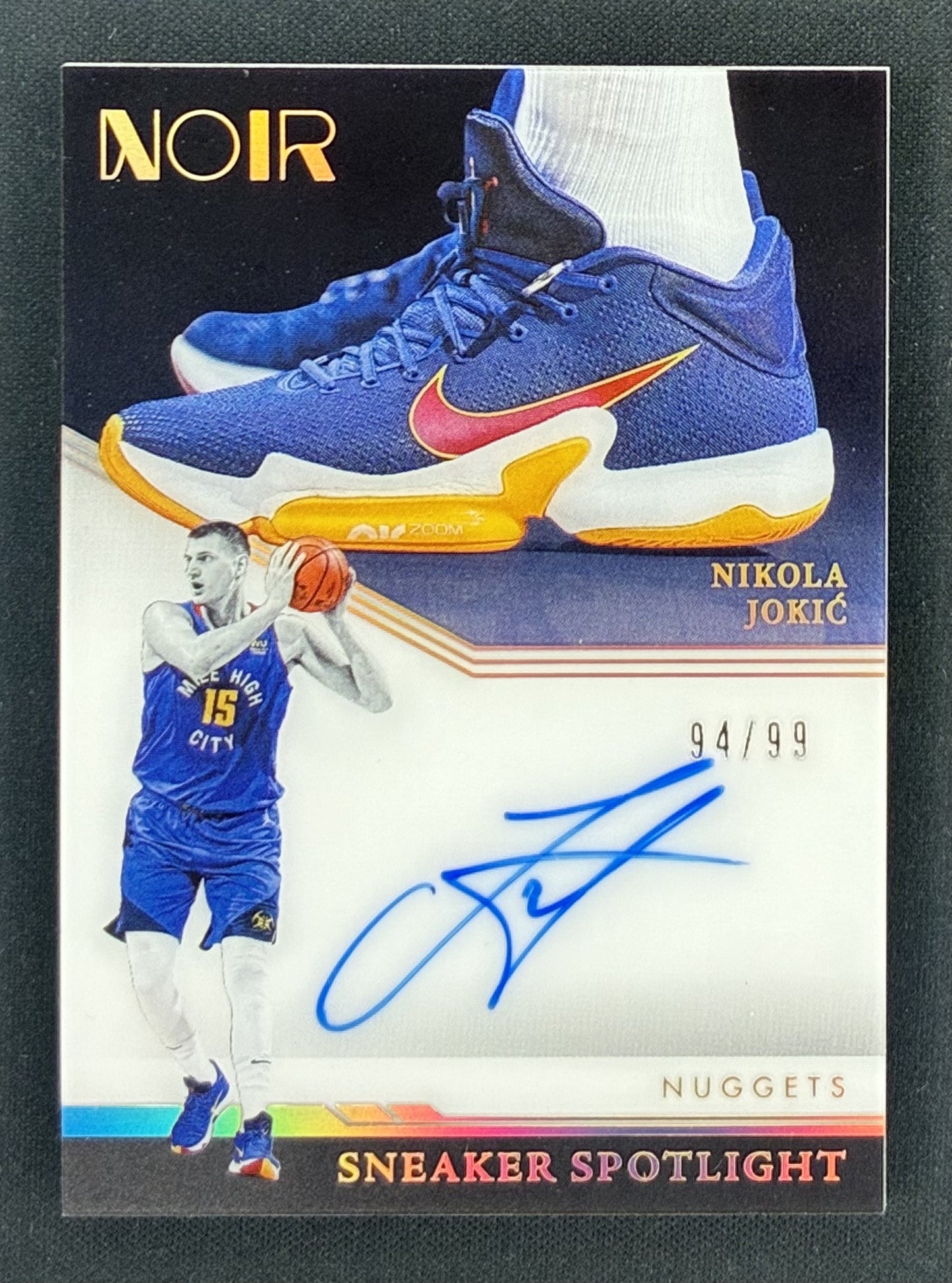 2021-22 Panini Noir Nikola Jokic Sneaker Spotlight Signatures SNS-NJK on-card autograph numbered to 99.