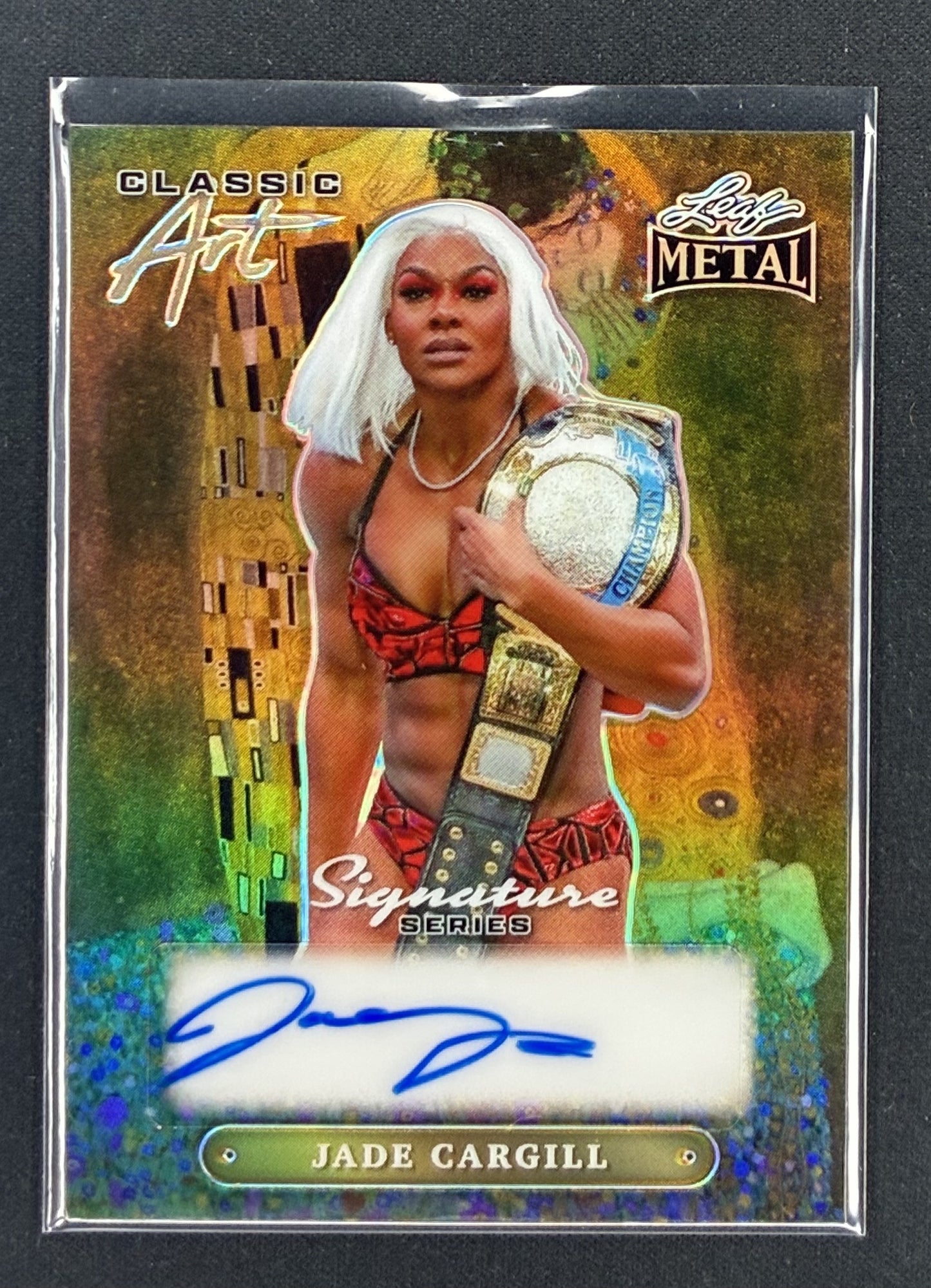 2024 Leaf Metal Signature Series Jade Cargill Classic Art certified autograph card serial numbered one of one.