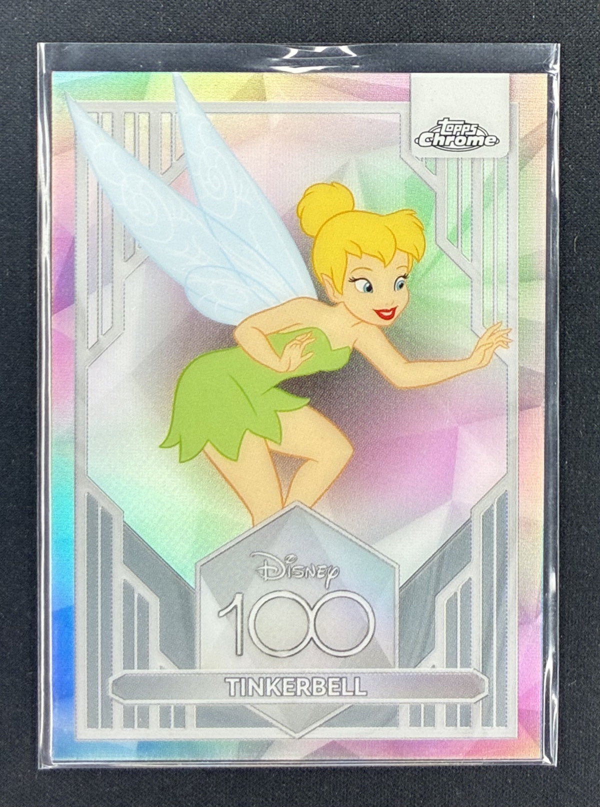 2023 Topps Chrome Disney 100 Tinker Bell number 8 Refractor card from Disney's Peter Pan.