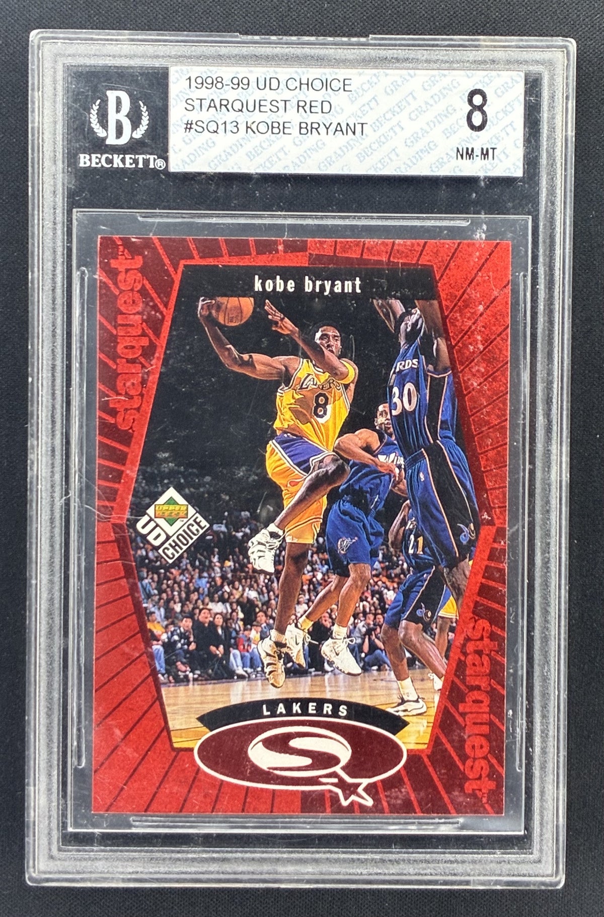 1998-99 Upper Deck UD Choice Kobe Bryant StarQuest Red SQ13 Los Angeles Lakers card graded BGS 8.