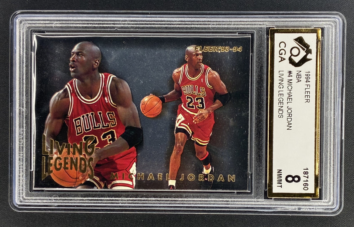 1993-94 Fleer Michael Jordan Living Legends number 4 gold foil Chicago Bulls insert graded CGA 8 NM-MT.