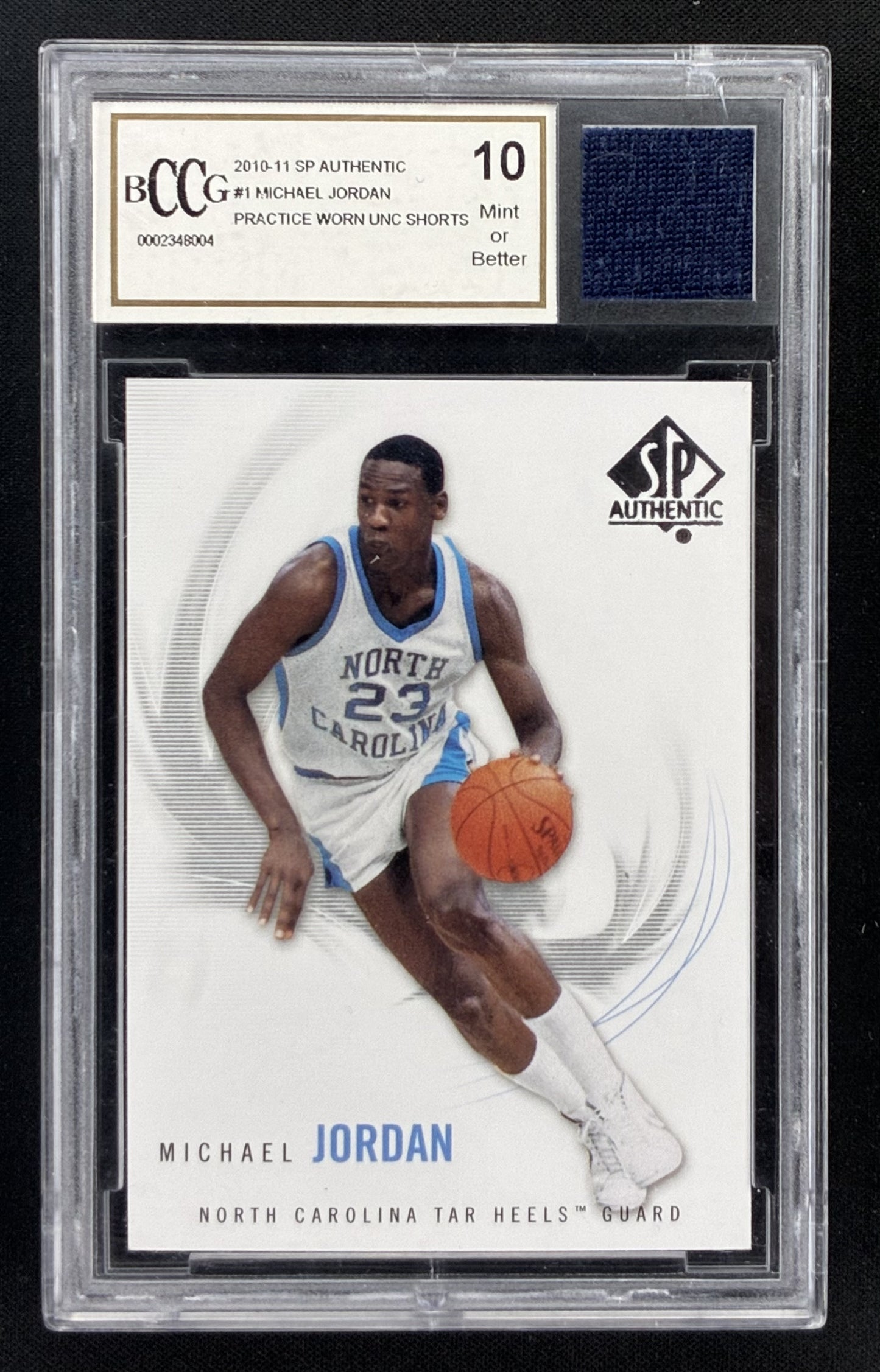 2010-11 Upper Deck SP Authentic Michael Jordan practice-worn shorts memorabilia basketball card graded BCCG 10.