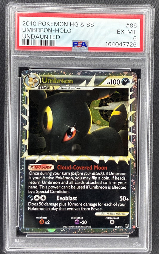 2010 Pokémon HS Undaunted Umbreon Prime 86/90 Holo PSA 6 graded card.