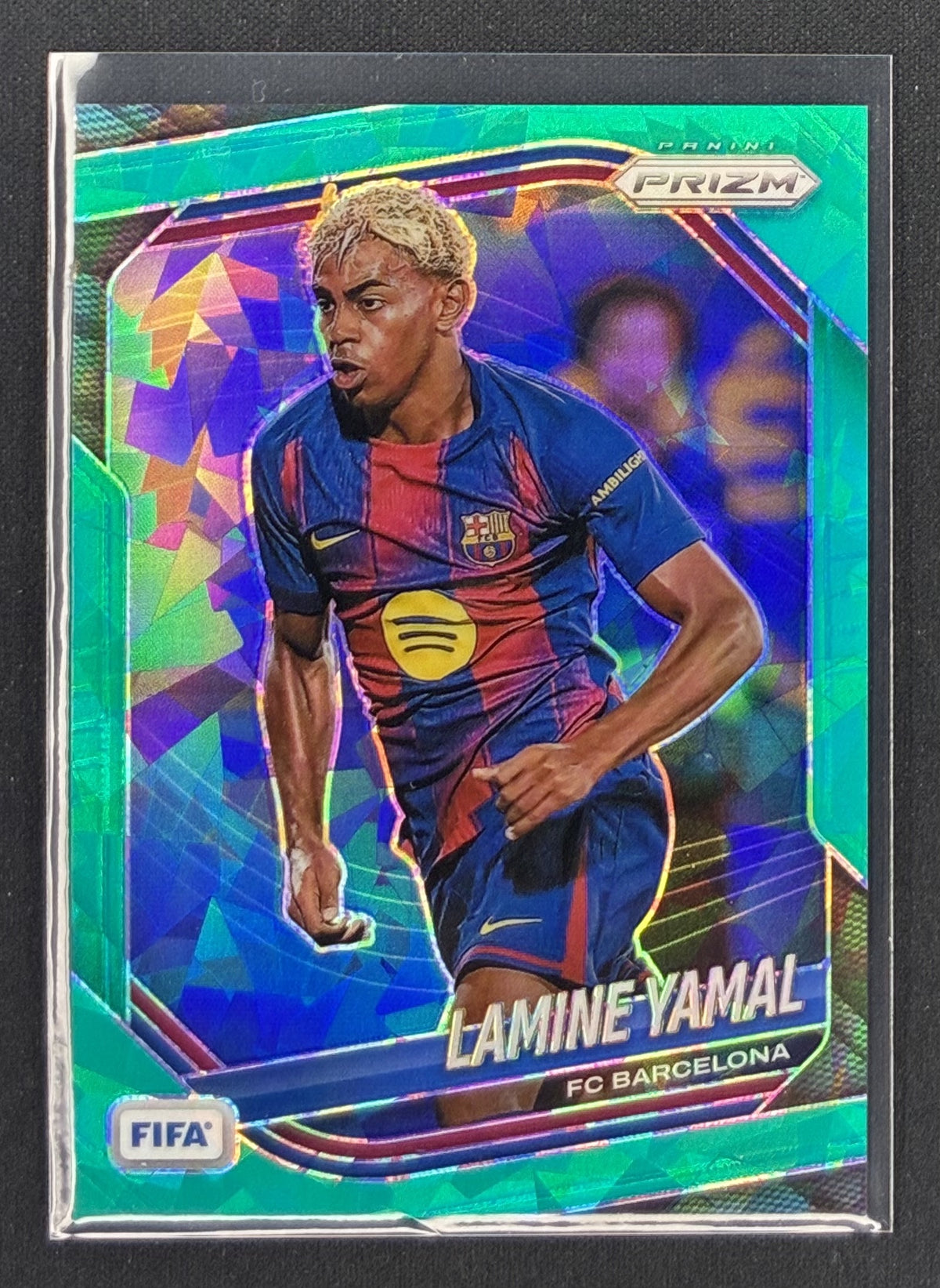 2025-26 Panini Prizm FIFA Lamine Yamal #245 Teal Ice Prizm FC Barcelona soccer card numbered to 99.