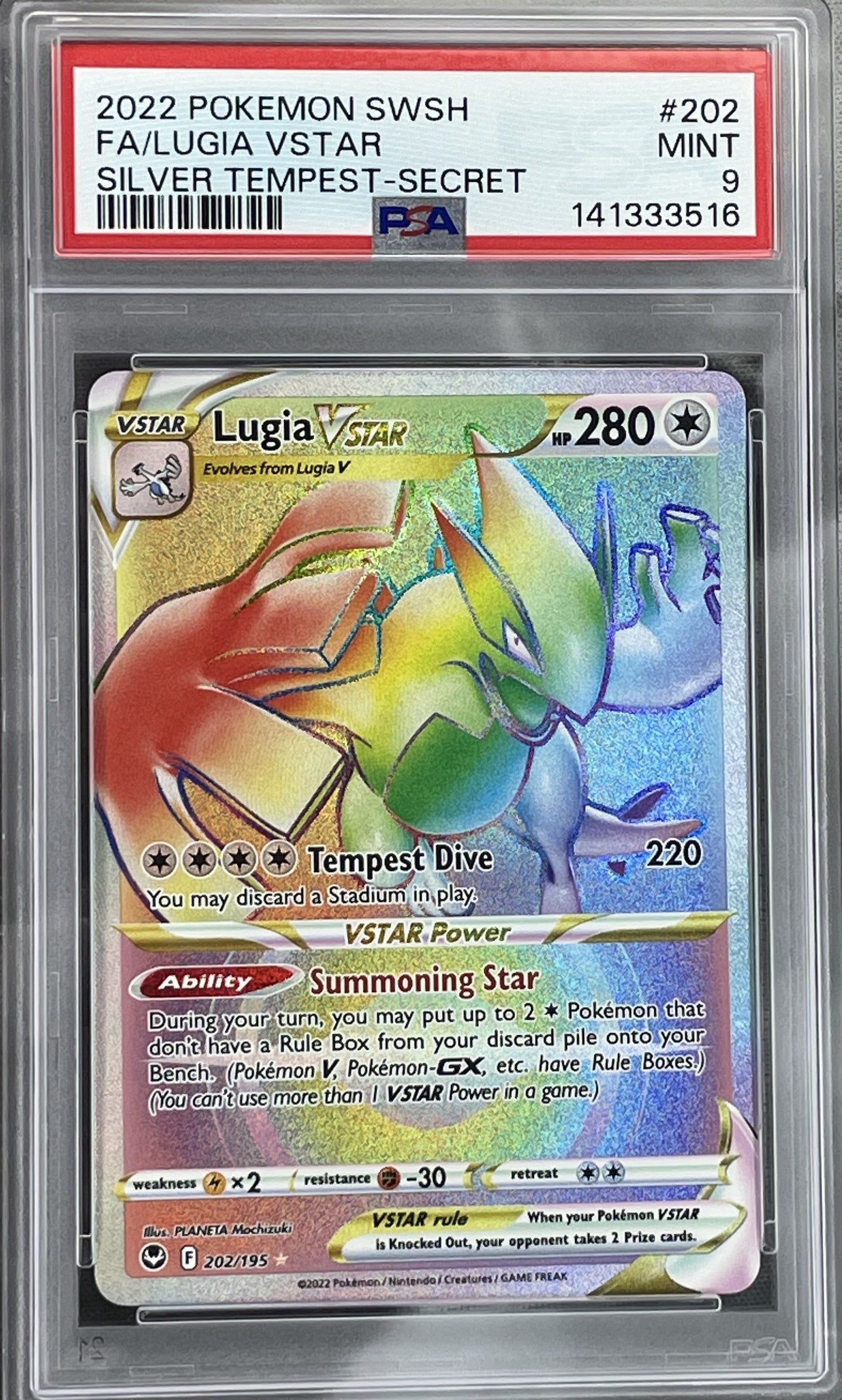 Lugia VSTAR Silver Tempest 202/195 PSA 9 English Pokemon card slab