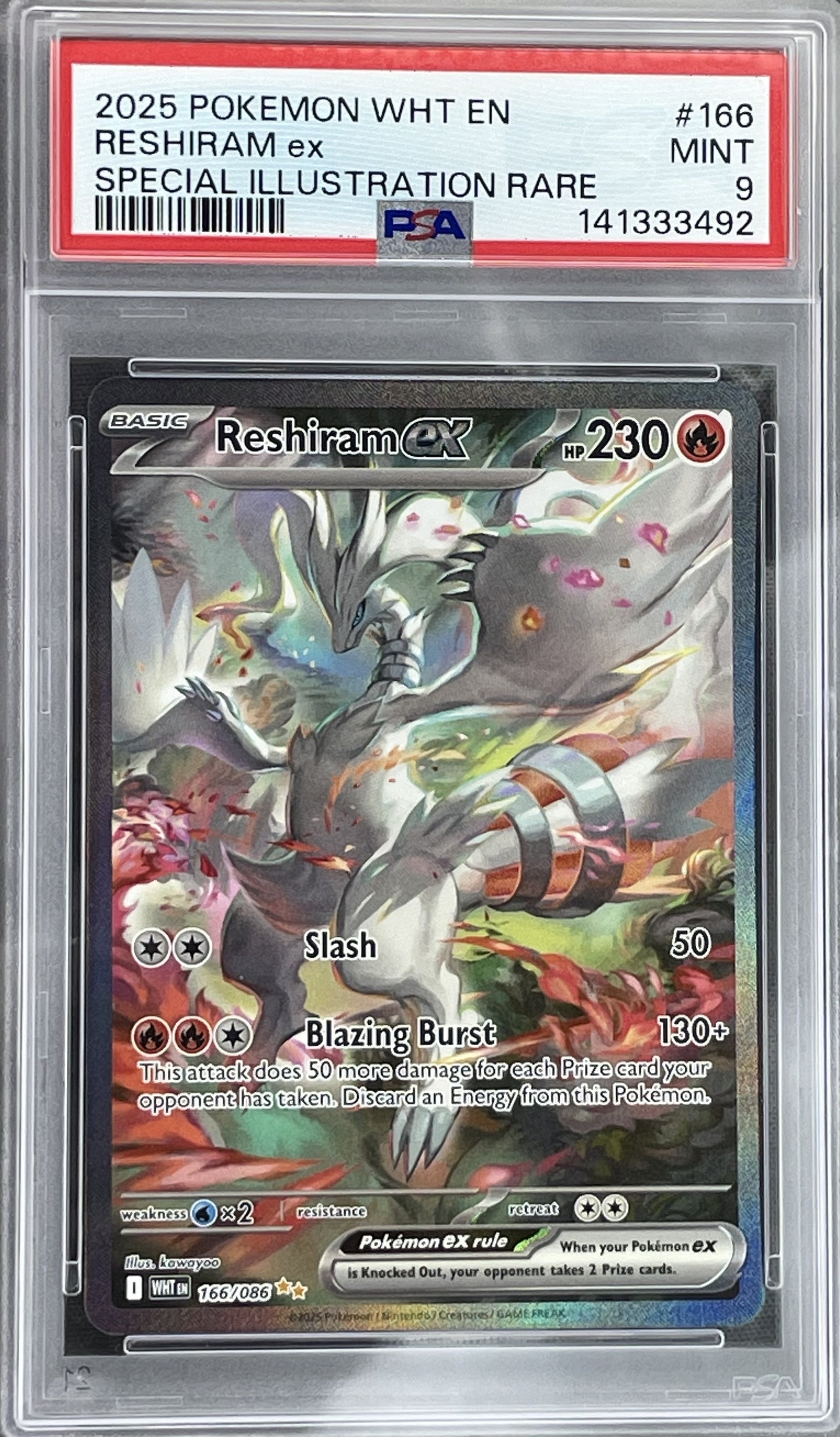 Reshiram ex White Flare 166/086 SIR PSA 9 English Pokemon card slab