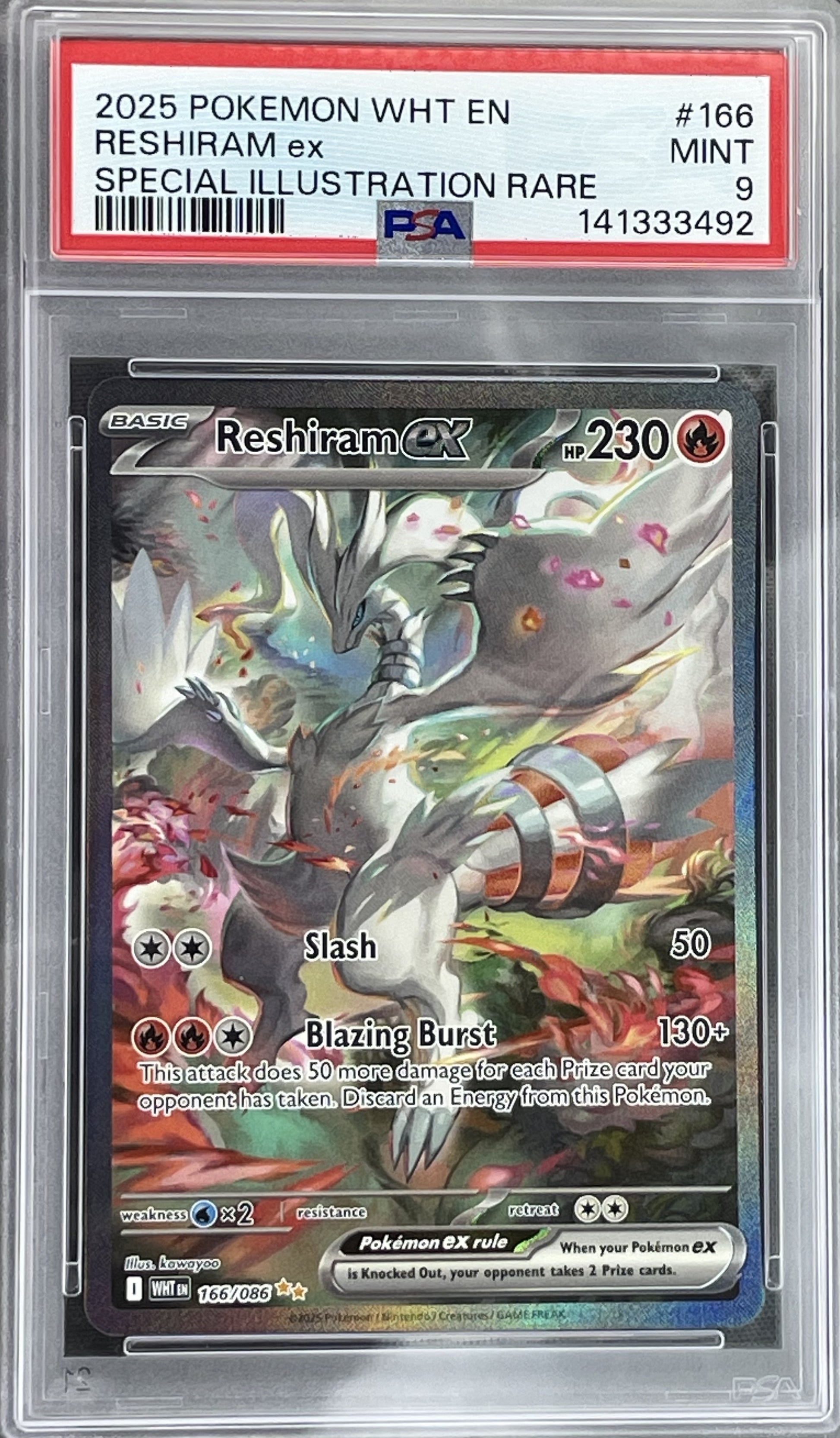 Reshiram ex White Flare 166/086 SIR PSA 9 English Pokemon card slab
