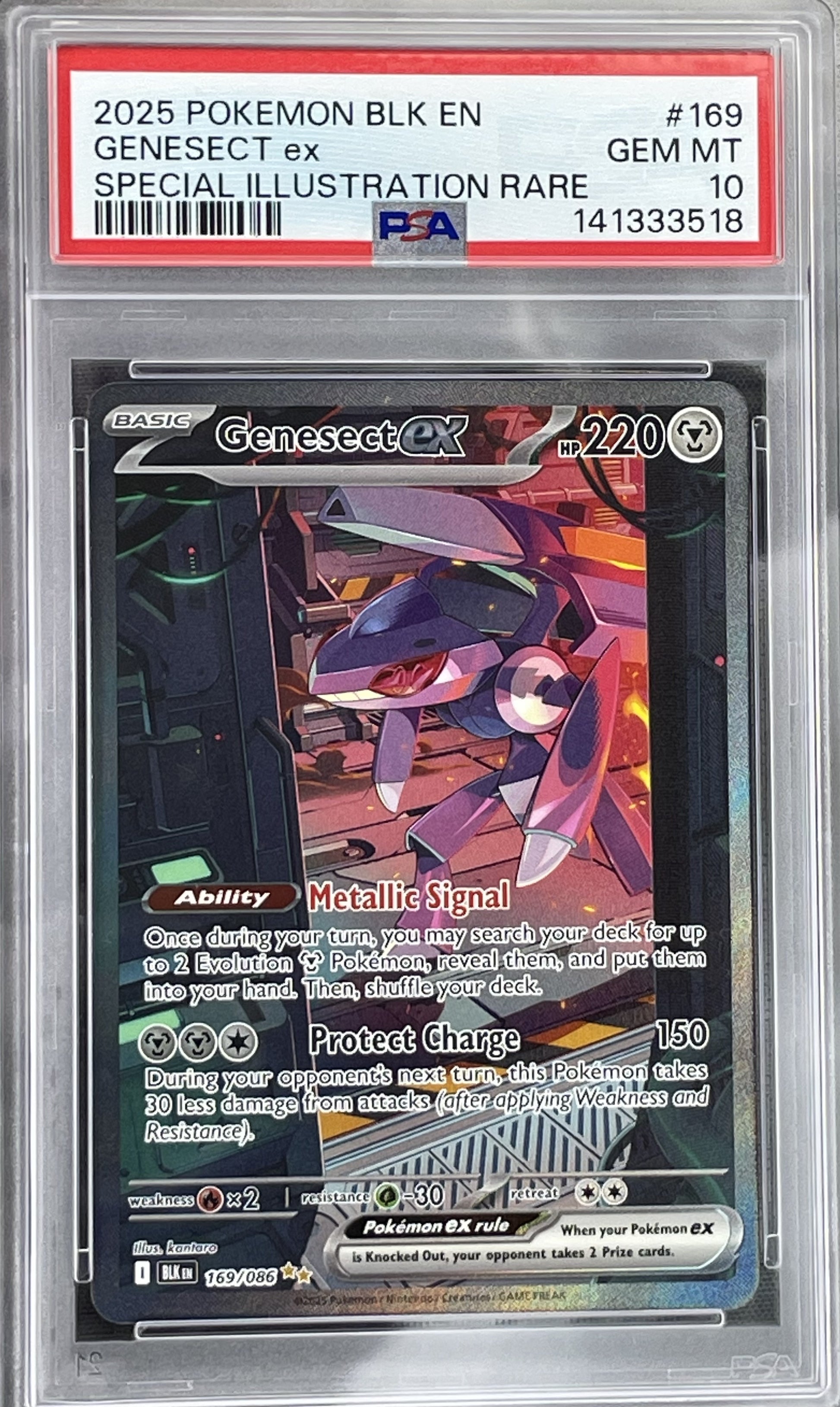 Genesect ex Black Bolt 169/086 SIR PSA 10 English Pokemon card slab