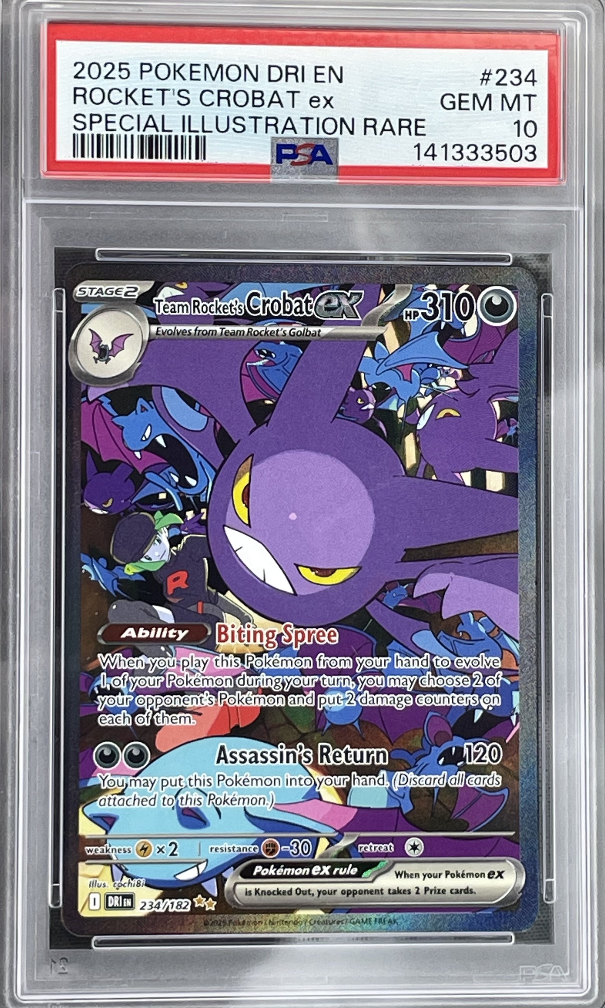 Team Rocket’s Crobat ex Destined Rivals 234/182 PSA 10 English Pokemon card slab