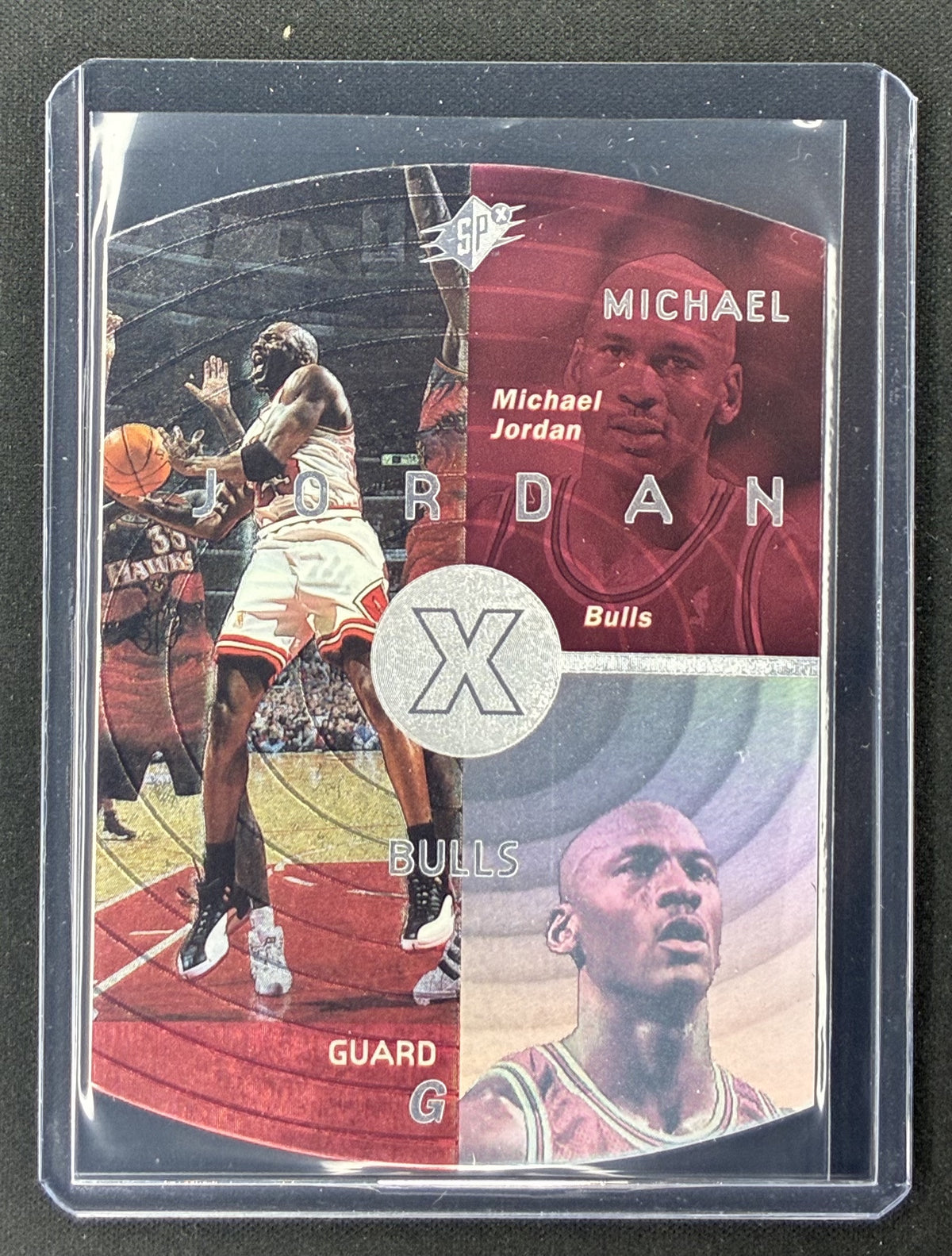 1997-98 Upper Deck SPx Michael Jordan #6 HoloView die-cut Chicago Bulls basketball card.