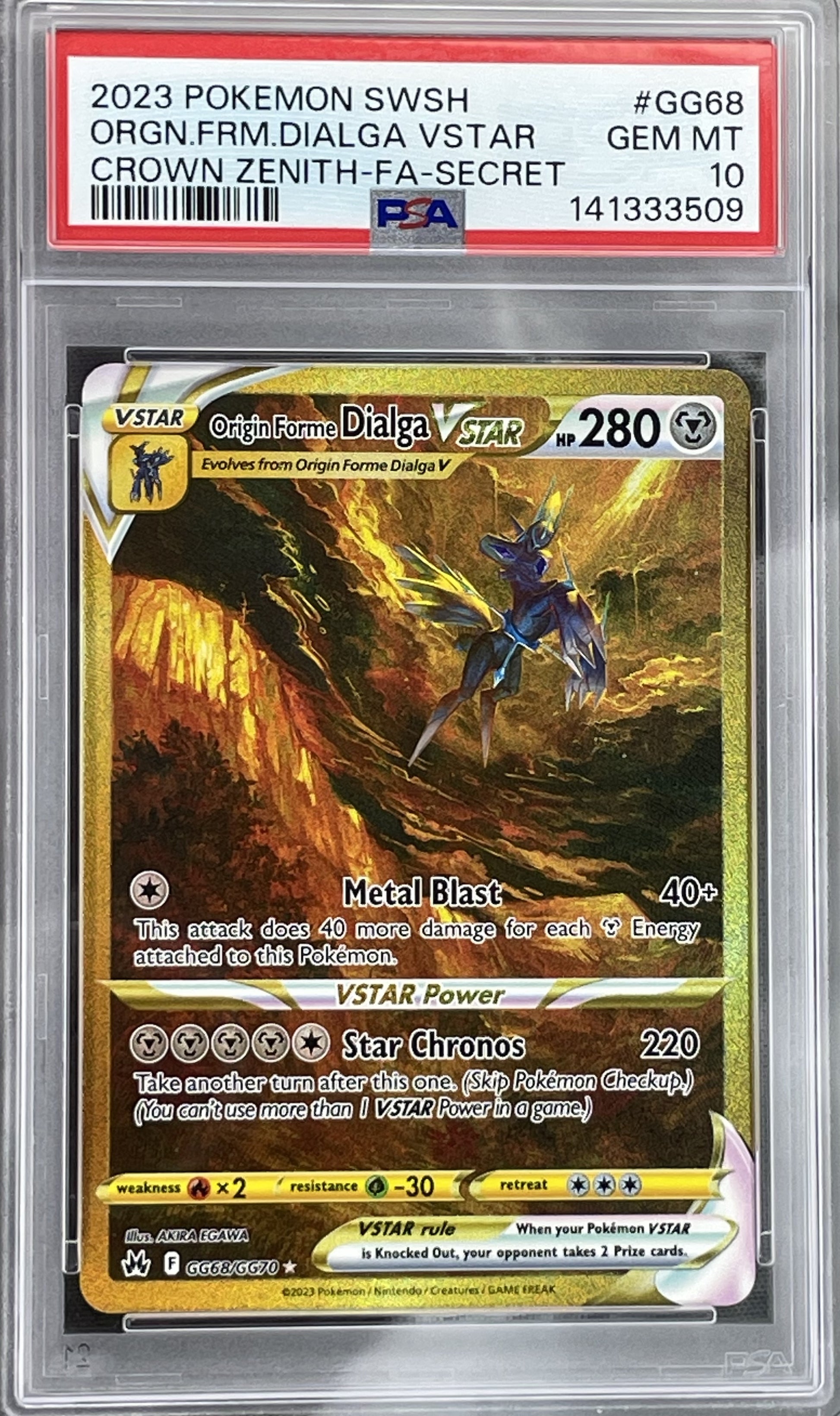 Origin Forme Dialga VSTAR GG68/GG70 PSA 10 English Pokemon card slab