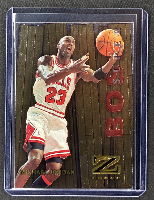 1997-98 SkyBox Z-Force Michael Jordan Super Boss #10/SB foil-enhanced Chicago Bulls basketball insert card.