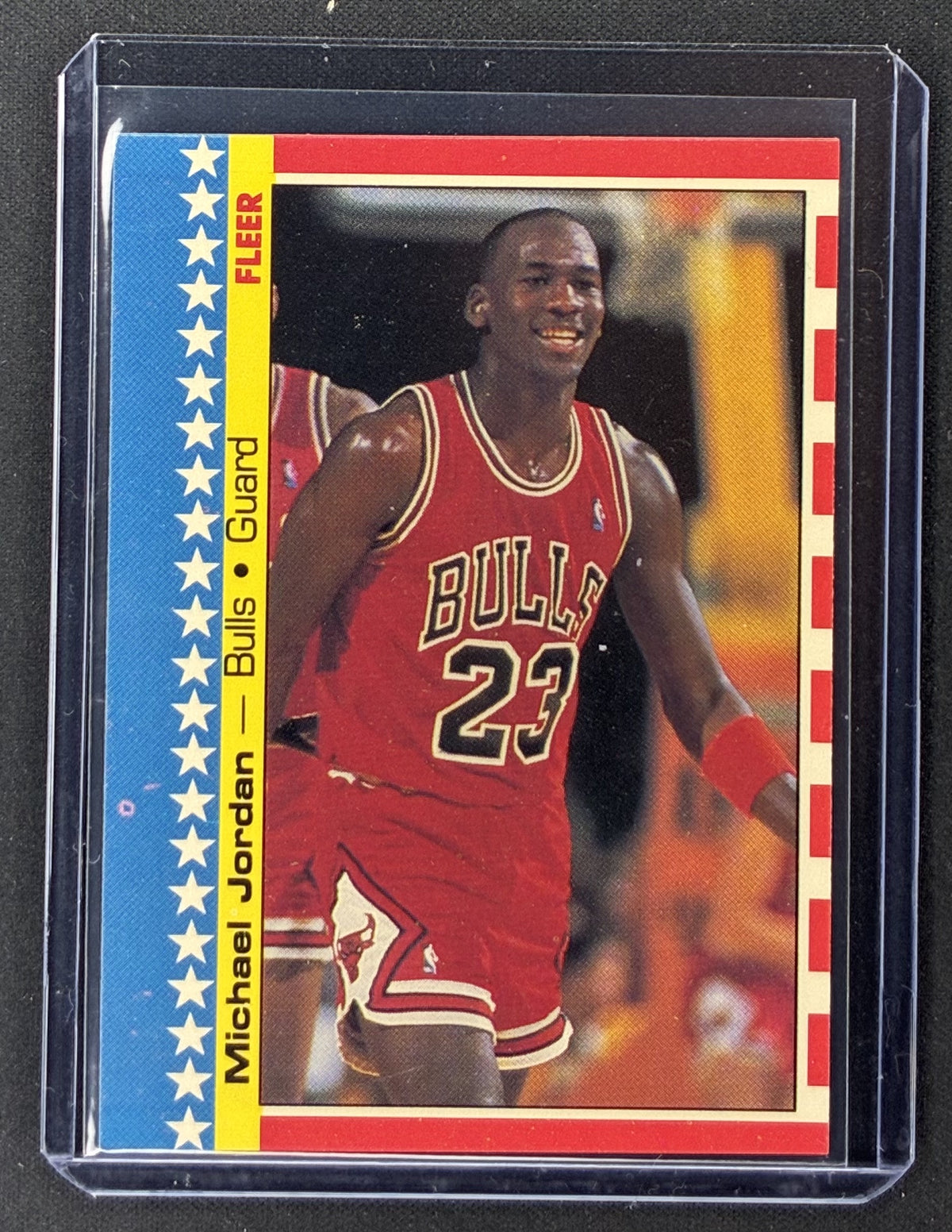 1987-88 Fleer Stickers Michael Jordan #2 of 11 Chicago Bulls vintage basketball sticker card.