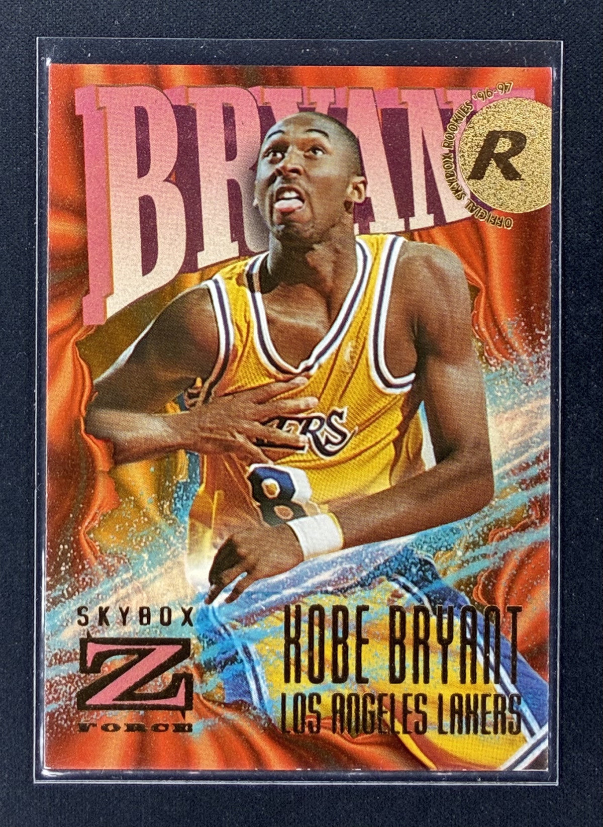 1996-97 SkyBox Z-Force Kobe Bryant Rookie #142 Los Angeles Lakers basketball card.