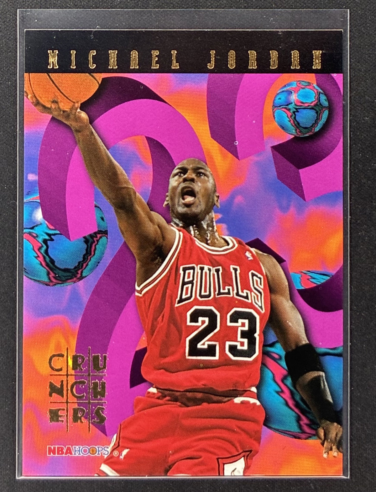 1995-96 NBA Hoops Michael Jordan Number Crunchers #1 Chicago Bulls basketball card.