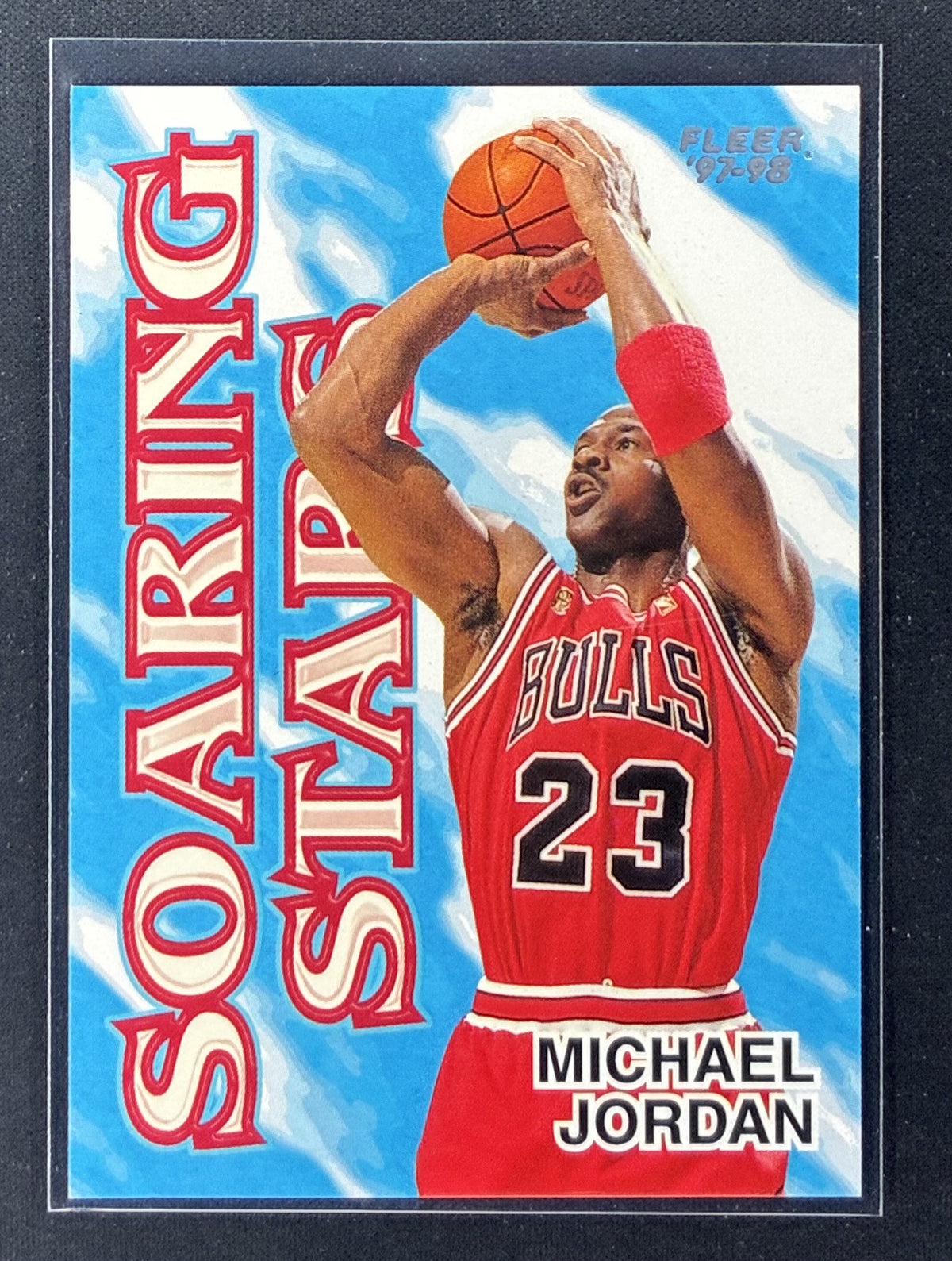 1997-98 Fleer Michael Jordan Soaring Stars #9SS Chicago Bulls basketball card.