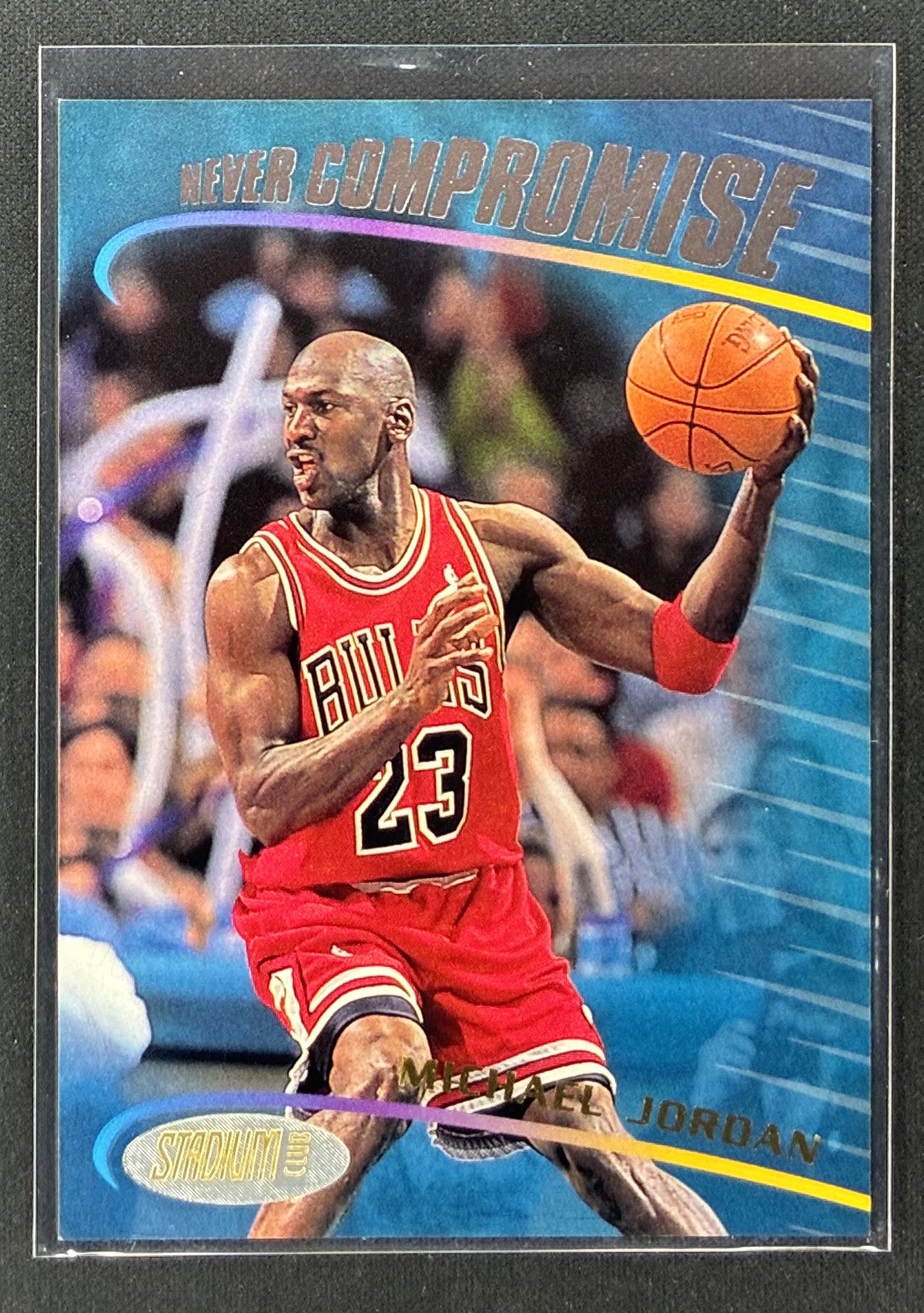 1998-99 Topps Stadium Club Michael Jordan Never Compromise #NC1 Chicago Bulls basketball card.