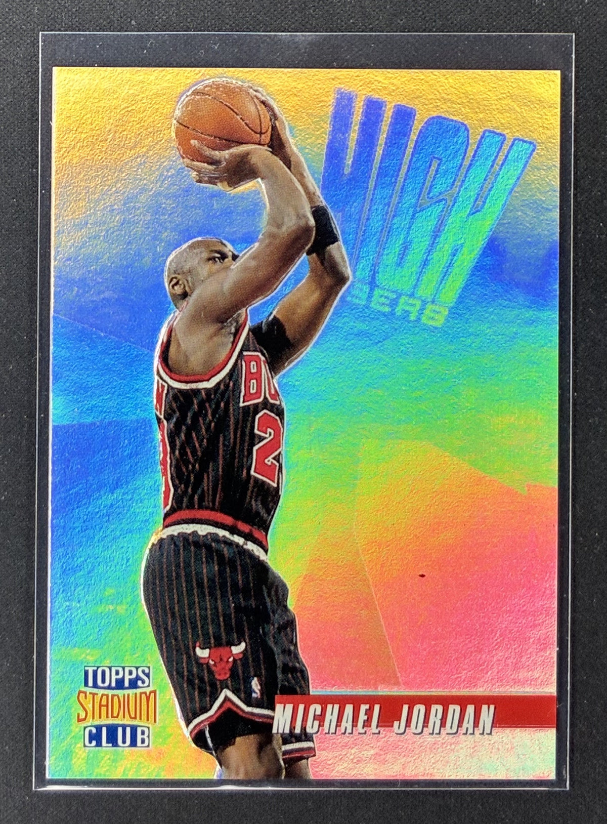 1996-97 Topps Stadium Club Michael Jordan High Risers #HR14 Chicago Bulls insert card.