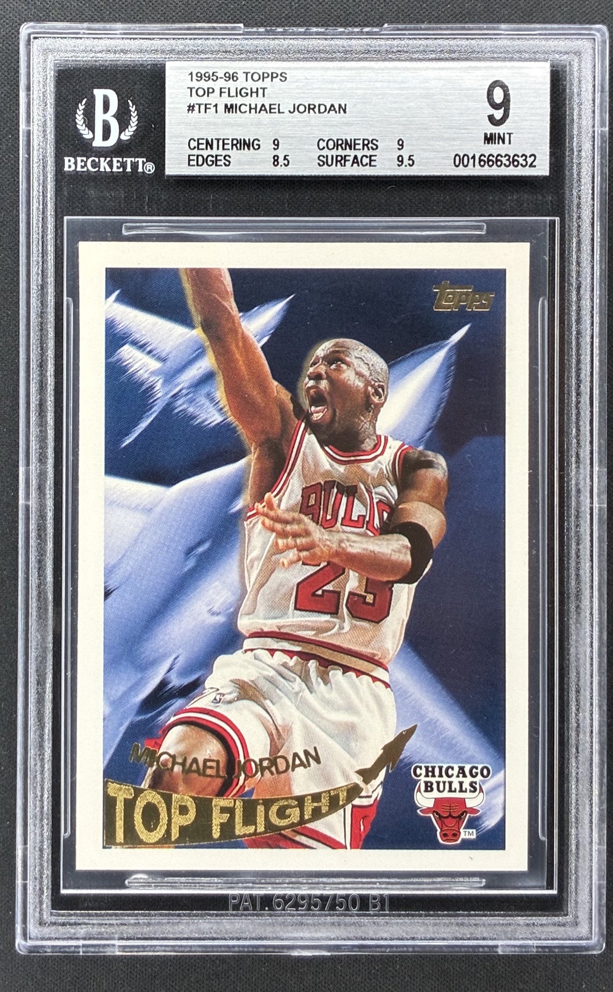 1995-96 Topps Michael Jordan Top Flight #TF1 BGS 9 Mint Chicago Bulls basketball card.
