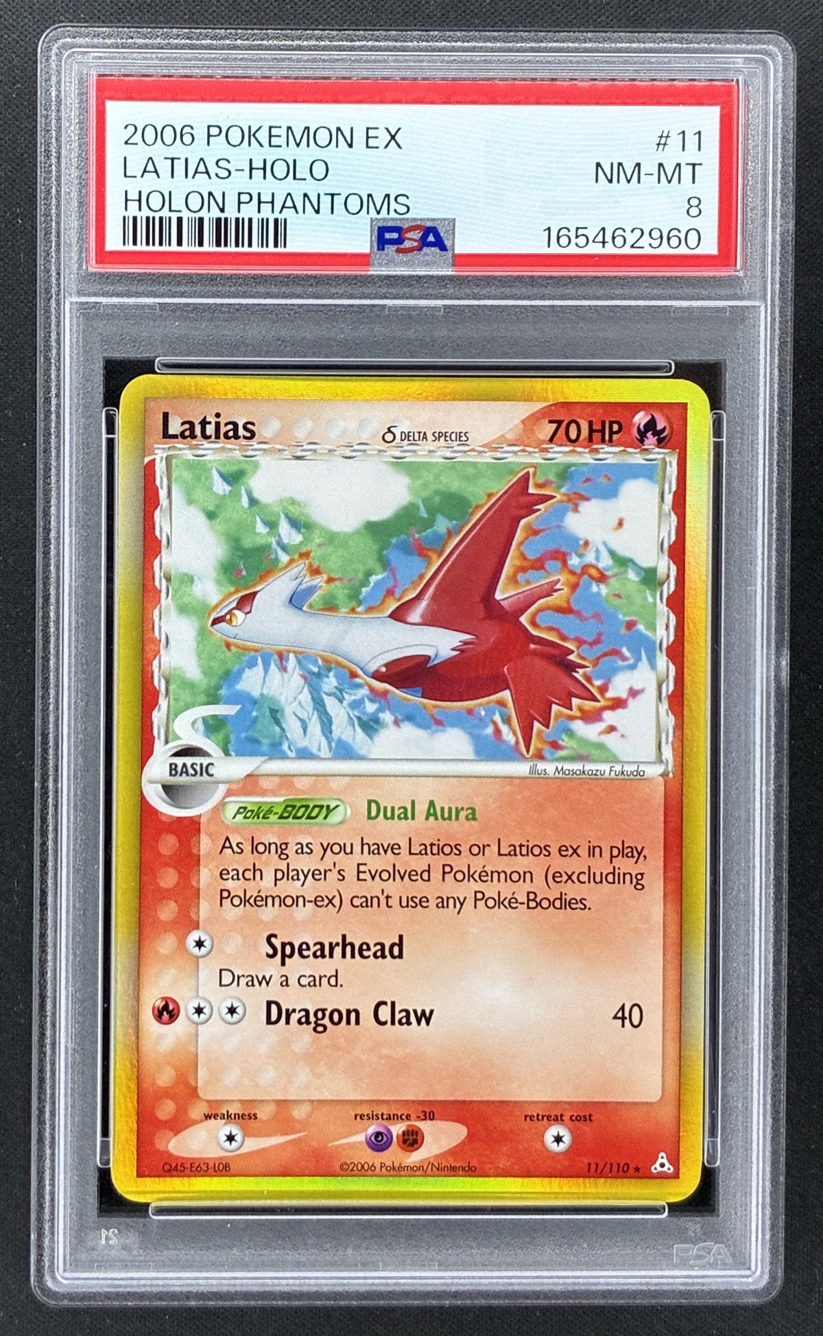 2006 Pokémon EX Holon Phantoms Latias Delta Species Holo #11/110 PSA 8 NM-MT English card.