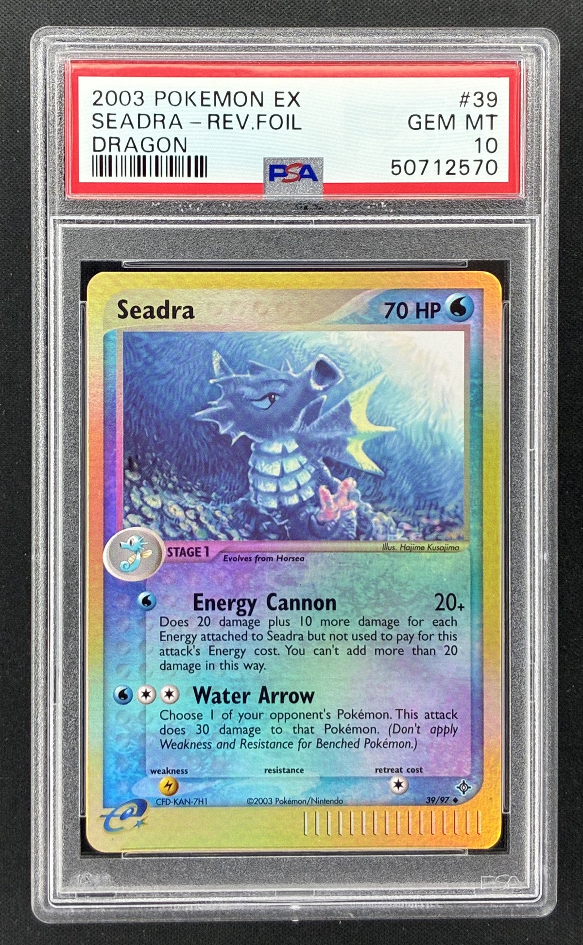 2003 Pokémon EX Dragon Seadra Reverse Holo #39/97 PSA 10 Gem Mint English trading card.