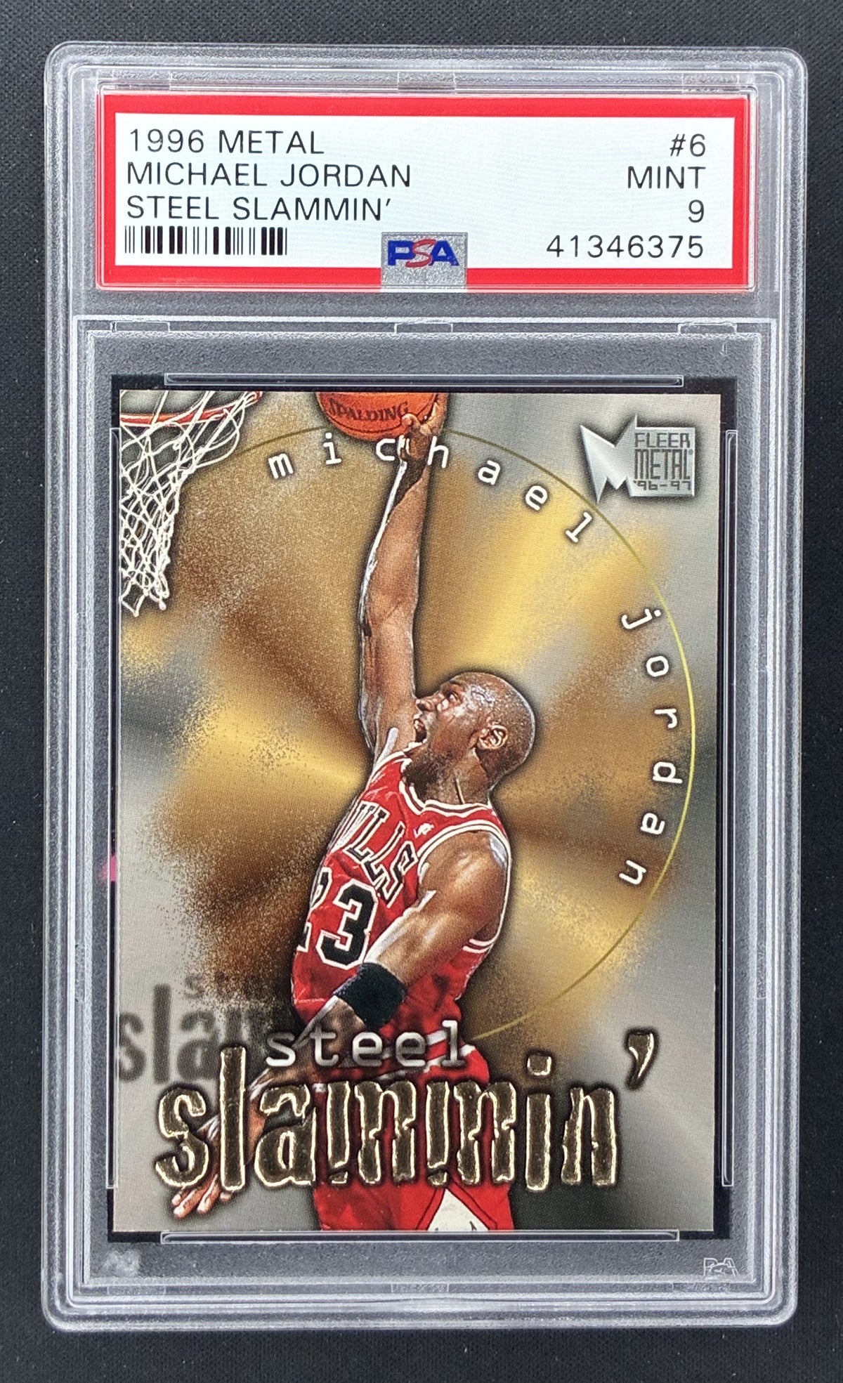 1996-97 Metal Steel Slammin' Michael Jordan #6 PSA 9 Mint Chicago Bulls basketball card.