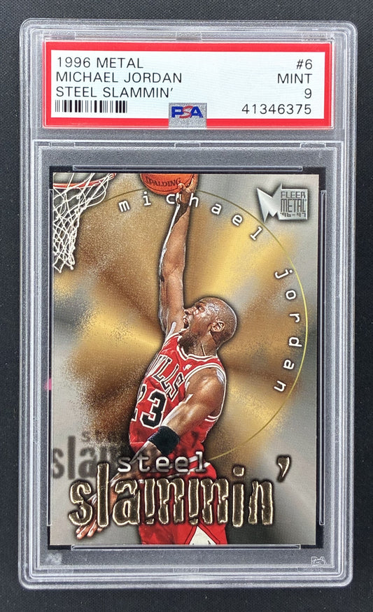 1996-97 Metal Steel Slammin' Michael Jordan #6 PSA 9 Mint Chicago Bulls basketball card.
