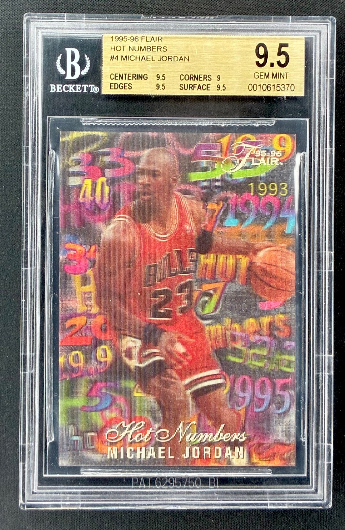 1995-96 Flair Hot Numbers Michael Jordan #4 BGS 9.5 Gem Mint Chicago Bulls