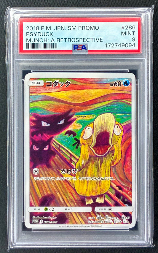 PSA slab front — 2018 Pokémon Japanese Psyduck #286/SM-P Munch: A Retrospective Promo PSA 9 Mint