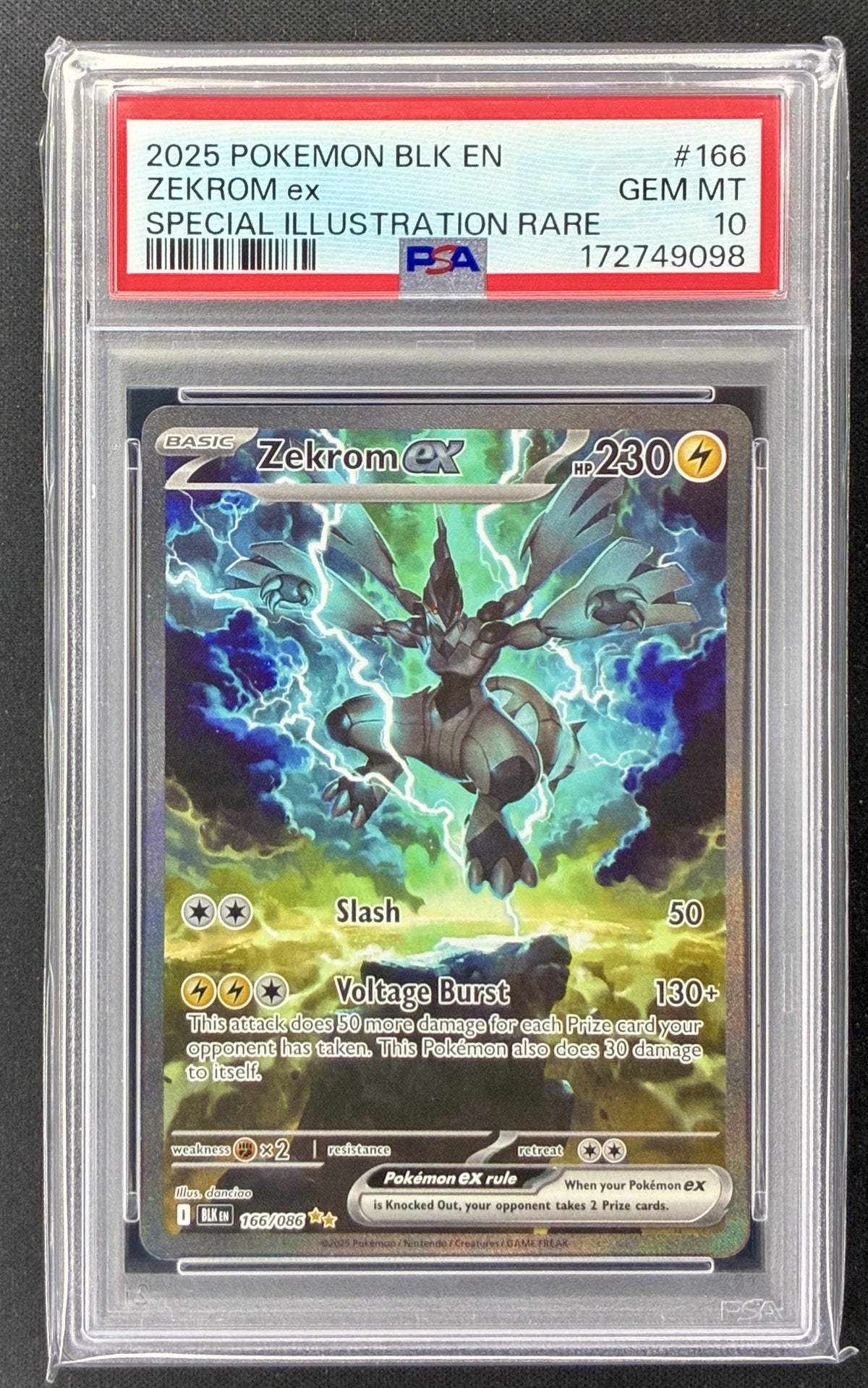 Pokémon Black Bolt Zekrom ex 166/086 Special Illustration Rare SIR PSA 10 Gem Mint card.