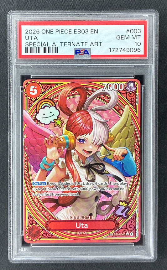 2026 One Piece EB03 One Piece Heroines Uta 003 Special Alternate Art PSA 10 Gem Mint graded card.
