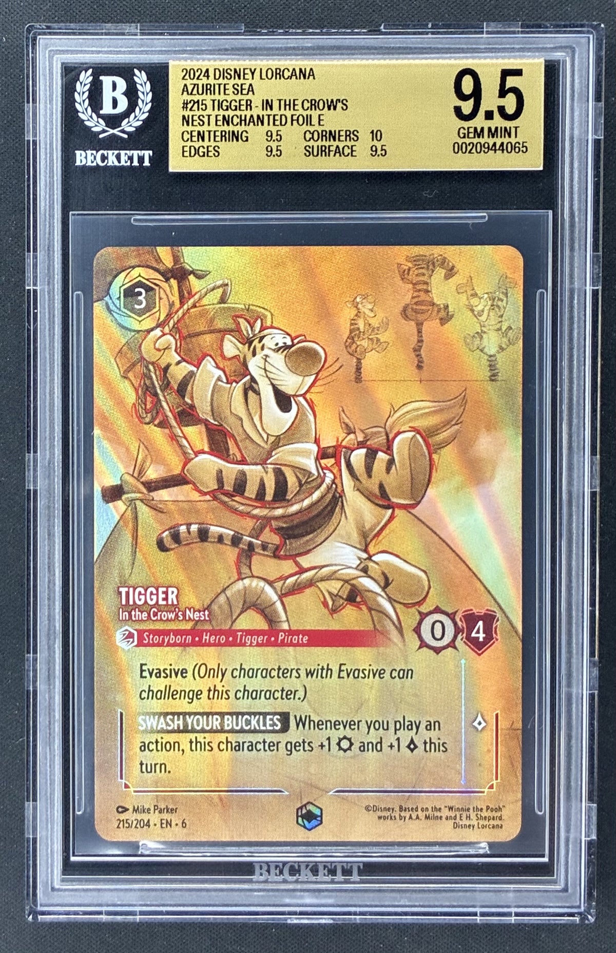 2024 Disney Lorcana Azurite Sea Tigger #215/204 Enchanted BGS 9.5 Gem Mint
