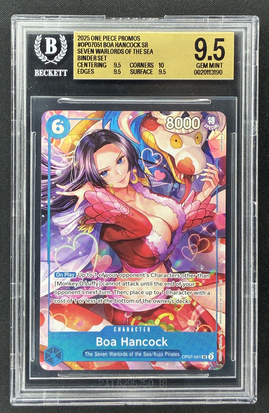 2025 One Piece Seven Warlords Binder Boa Hancock OP07-051 SR Alternate Art English Promo BGS 9.5 Gem Mint.