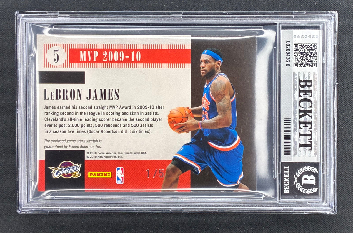 BGS slab front — 2010-11 Panini Timeless Treasures LeBron James MVP Laundry Tag #1/5 BGS 8 NM-MT