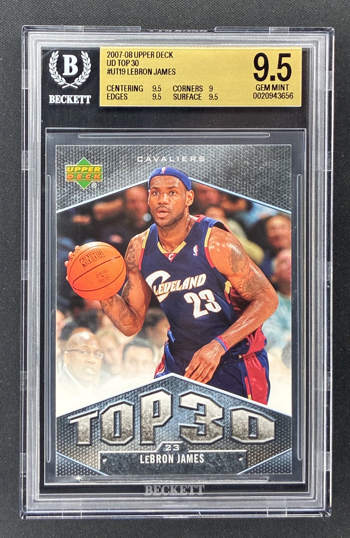 2007 Upper Deck Top 30 LeBron James UT19 Cleveland Cavaliers BGS 9.5 Gem Mint graded basketball card.